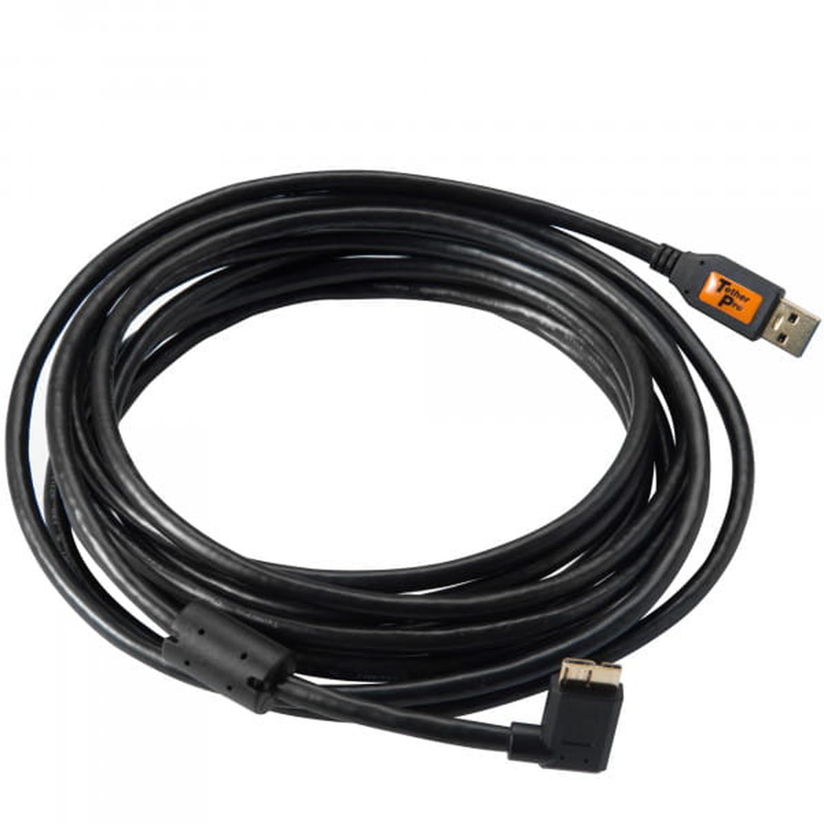 Tether Tools TetherPro USB-Datenkabel für USB 3.0 an USB 3.0 Micro-B 4,6 m, rechtsgewinkelt (Schwarz