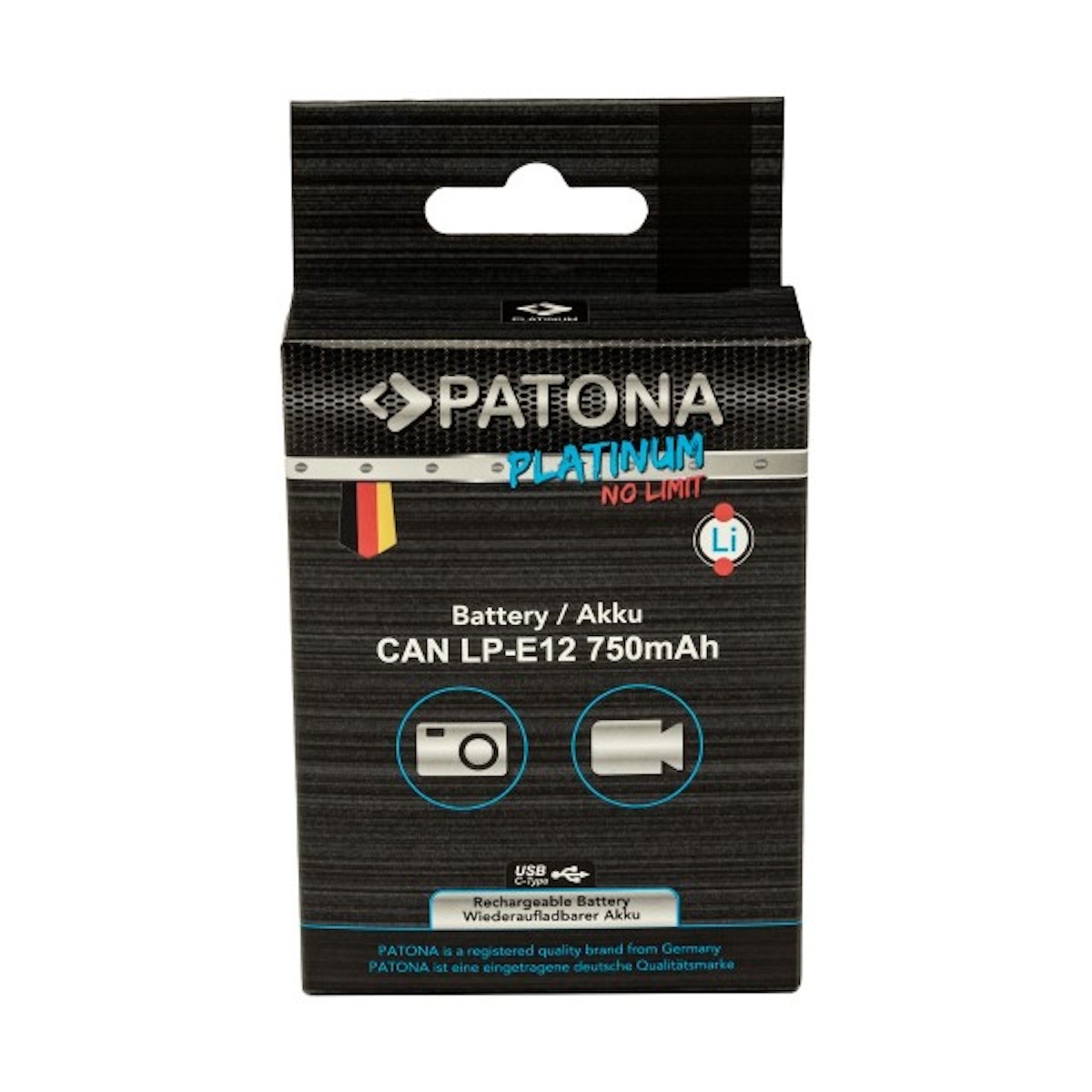 Patona Platinum Akku mit USB-C Input f. Canon LP-E12