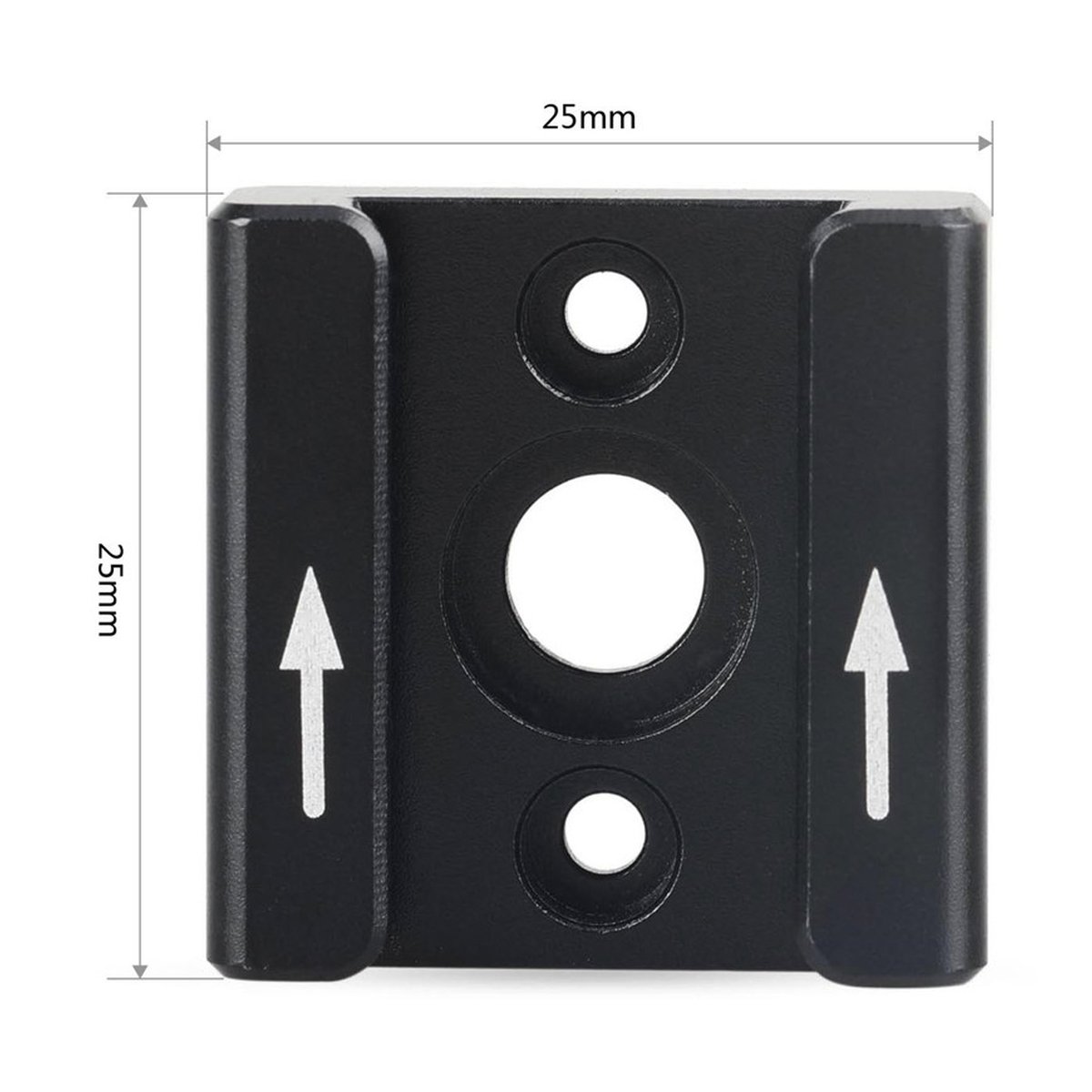 SmallRig 1241 Cold Shoe Kamerazubehör - Technische Detailansicht der Blitzschuhhalterung mit 25x25mm Maßangaben.