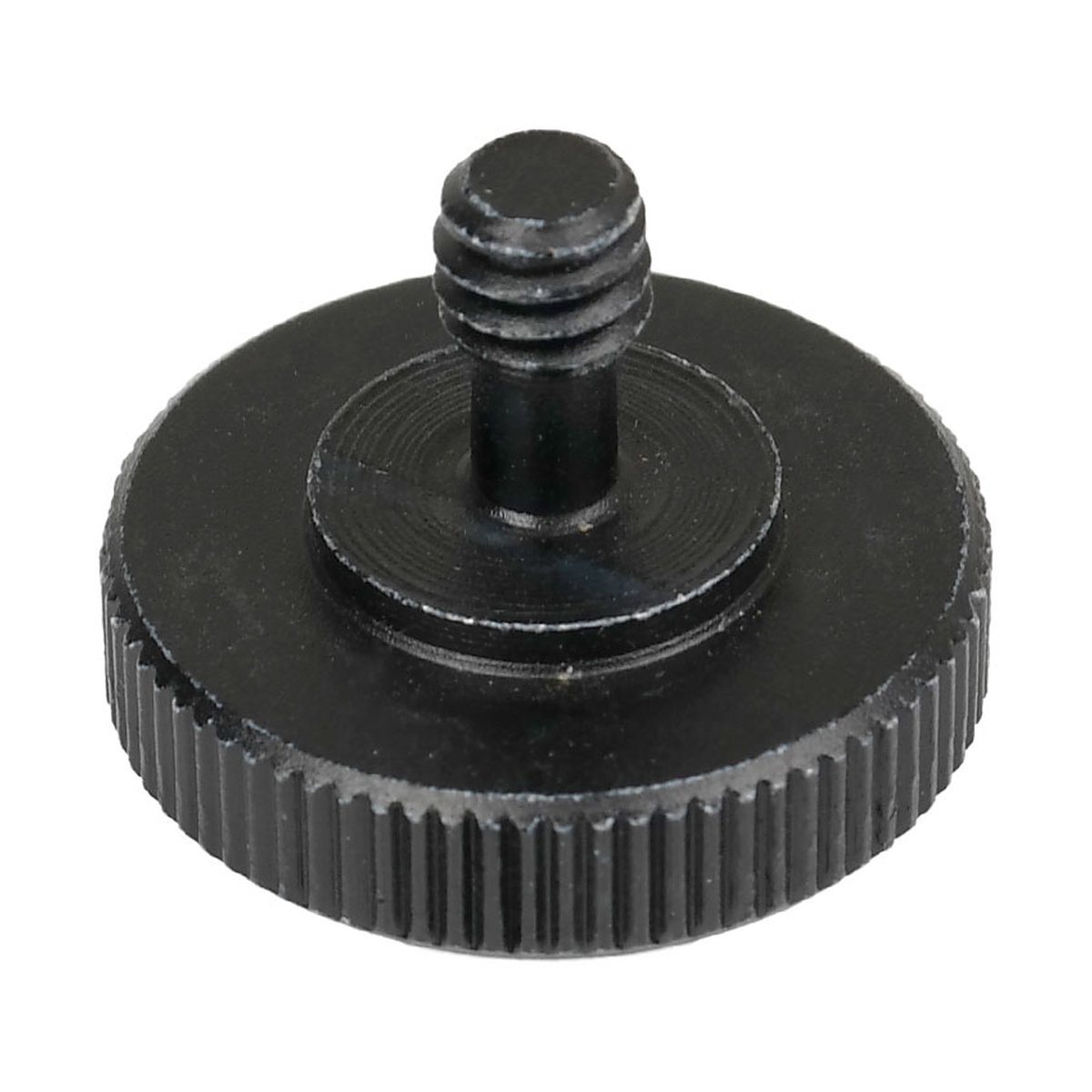 Caruba Adapterschraube 1/4 "M - 1/4 "F mit Metallgriff - Schwarz - Produktansicht: Schwarze Rändelschraube mit Gewinde.