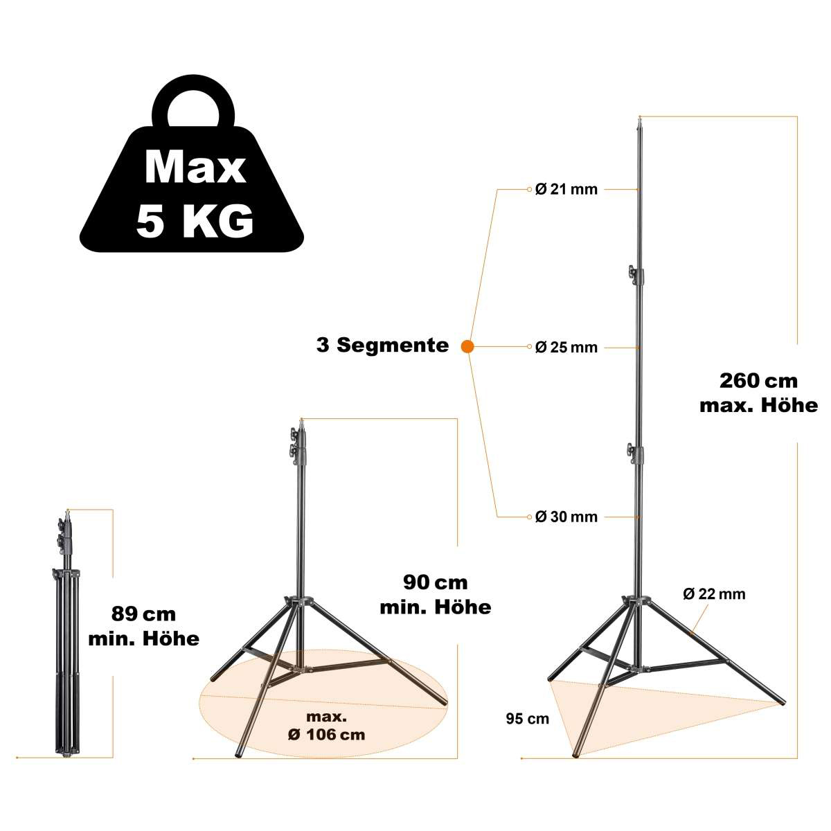 Walimex FT 8051 Lampenstativ 260 cm