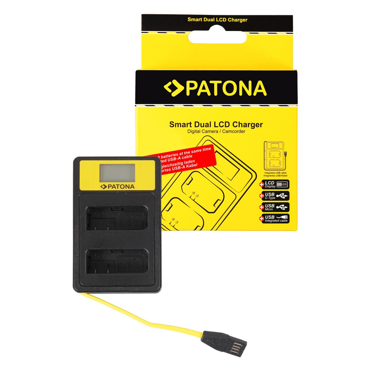 Patona Dual LCD USB Ladegerät Nikon EN-EL 14