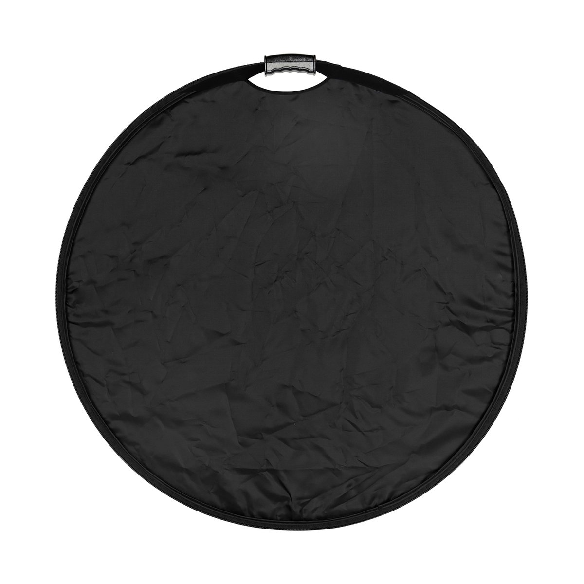 SmallRig 4129 5-in-1 Rundreflektor 32" zusammenklappbar mit Griff - Frontansicht runder, zusammengeklappter, schwarzer Reflektor mit Griff