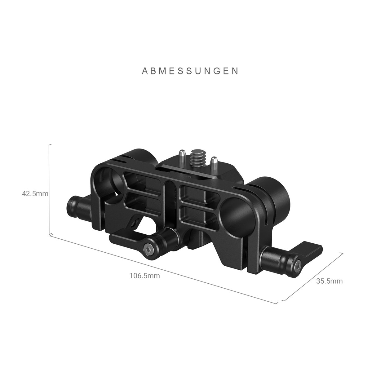 SmallRig 3652 LWS Rod Clamp 15 mm Stangenhalterung - Detailansicht der Produktabmessungen