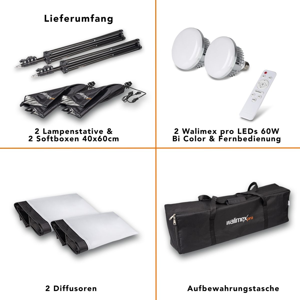 Walimex pro LED 60W Softbox 40 x 60 cm Bi Color Kit 2