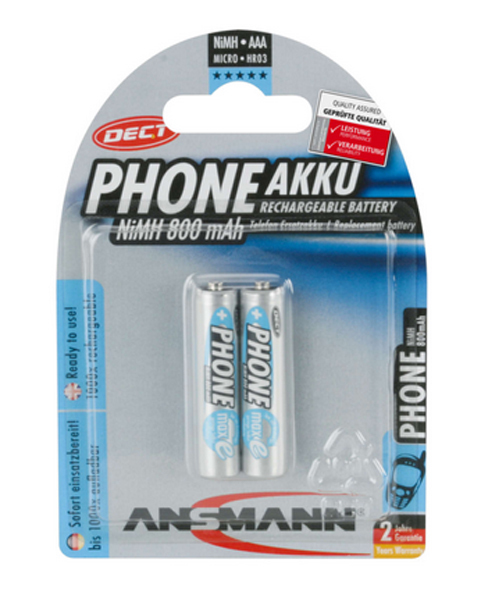 Ansmann Akku Micro 800 mAh AAA 2er Blister Phone