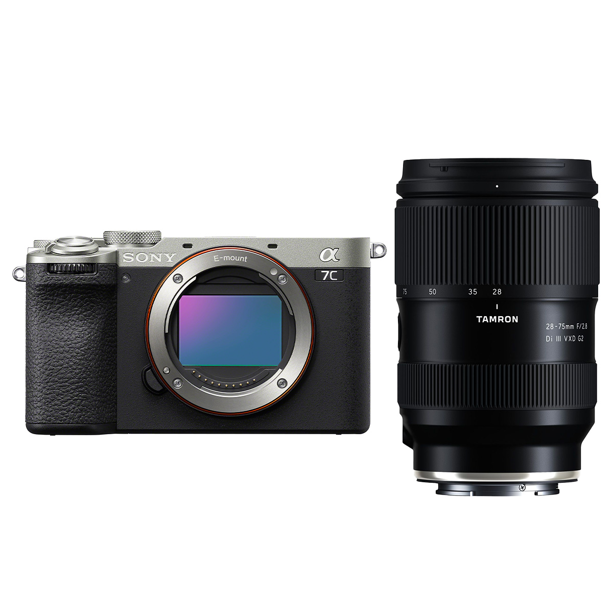 Sony Alpha 7C II Silber + Tamron 28-75 mm 1:2,8 DI III VXD G2 für Sony FE-Mount Sony Alpha 7C II Silber + Tamron 28-75 mm 1:2,8 DI III VXD G2 für Sony FE-Mount