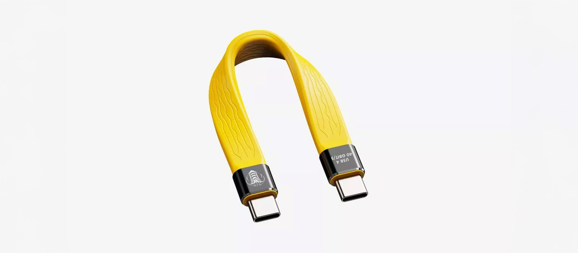 Cobra Tether kurzes USB-C Kabel – 40 Gbit/s Extra kurzes Cobra Tether USB-C zu USB-C Kabel in Gelb mit 40 Gbit/s Übertragung und strukturiertem Design