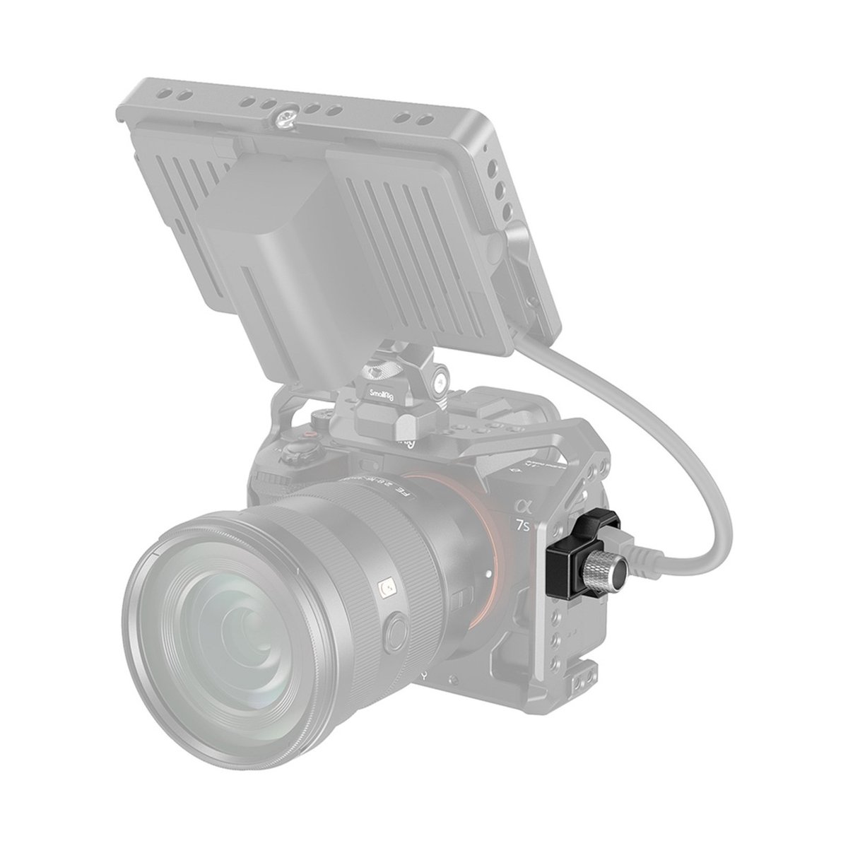 SmallRig 3000 HDMI Kabelklemme für Sony Alpha 7S III Cage - Anwendungsbeispiel: Kabelklemme am Kameragehäuse