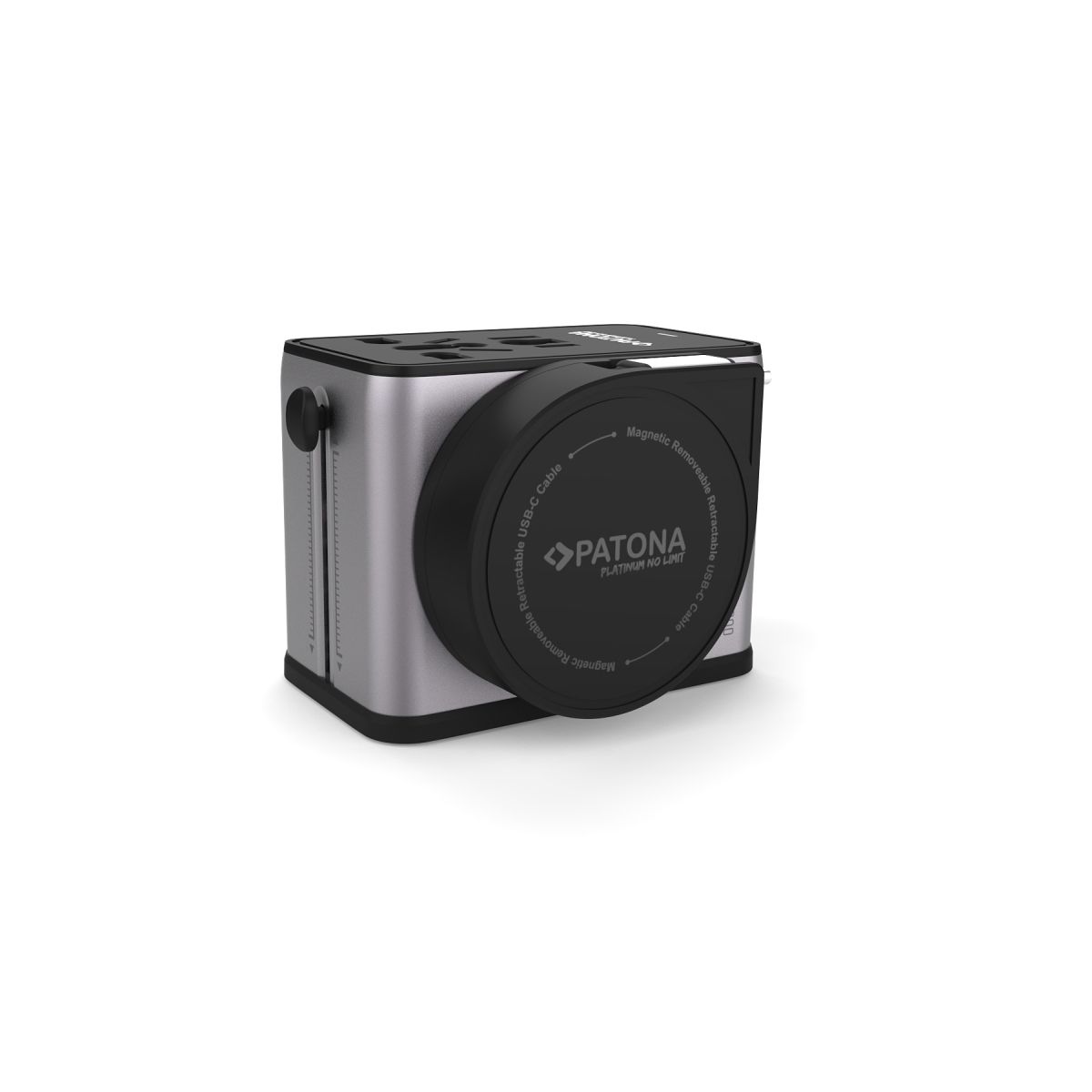 Patona Platinum PD70W Universal-Reiseadapter mit magnetischer Kabelrolle