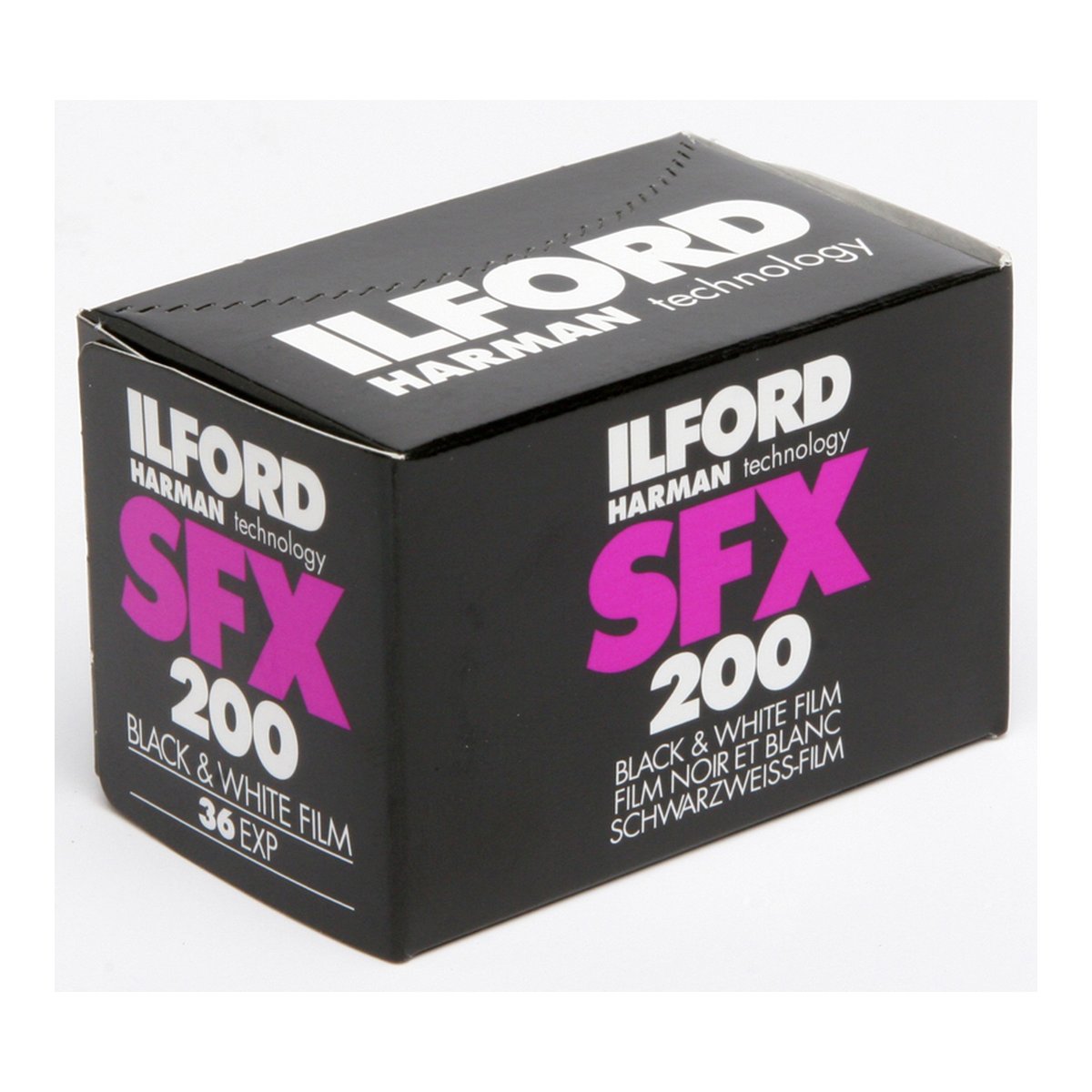 Ilford SFX 200 135/36 SW-Kleinbildfilm - Produktansicht der Ilford SFX 200 Schwarzweißfilmverpackung