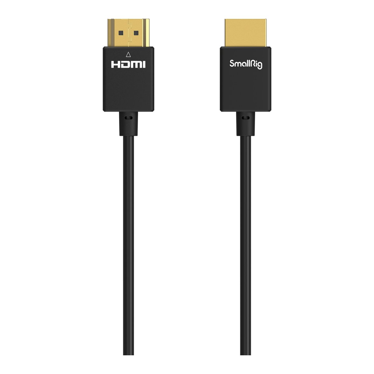 SmallRig 2957B Ultra Slim 4K HDMI 2.0 Kabel 55 cm (Typ A zu Typ A) - Detailansicht der beiden HDMI-Kabelenden: HDMI-Logo auf einem Stecker, SmallRig-Logo auf dem anderen Stecker.