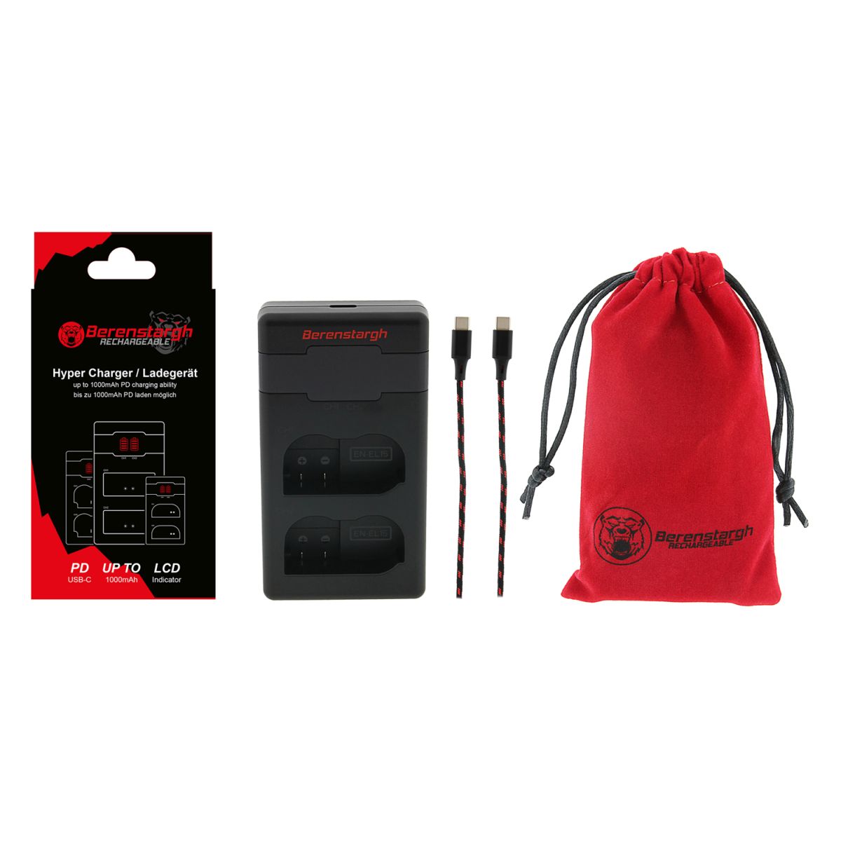 Berenstargh Hyper PD Ladegerät für Nikon EN-EL15 inkl. USB-C Kabel Berenstargh Hyper PD Ladegerät für Nikon EN-EL15 inkl. USB-C Kabel