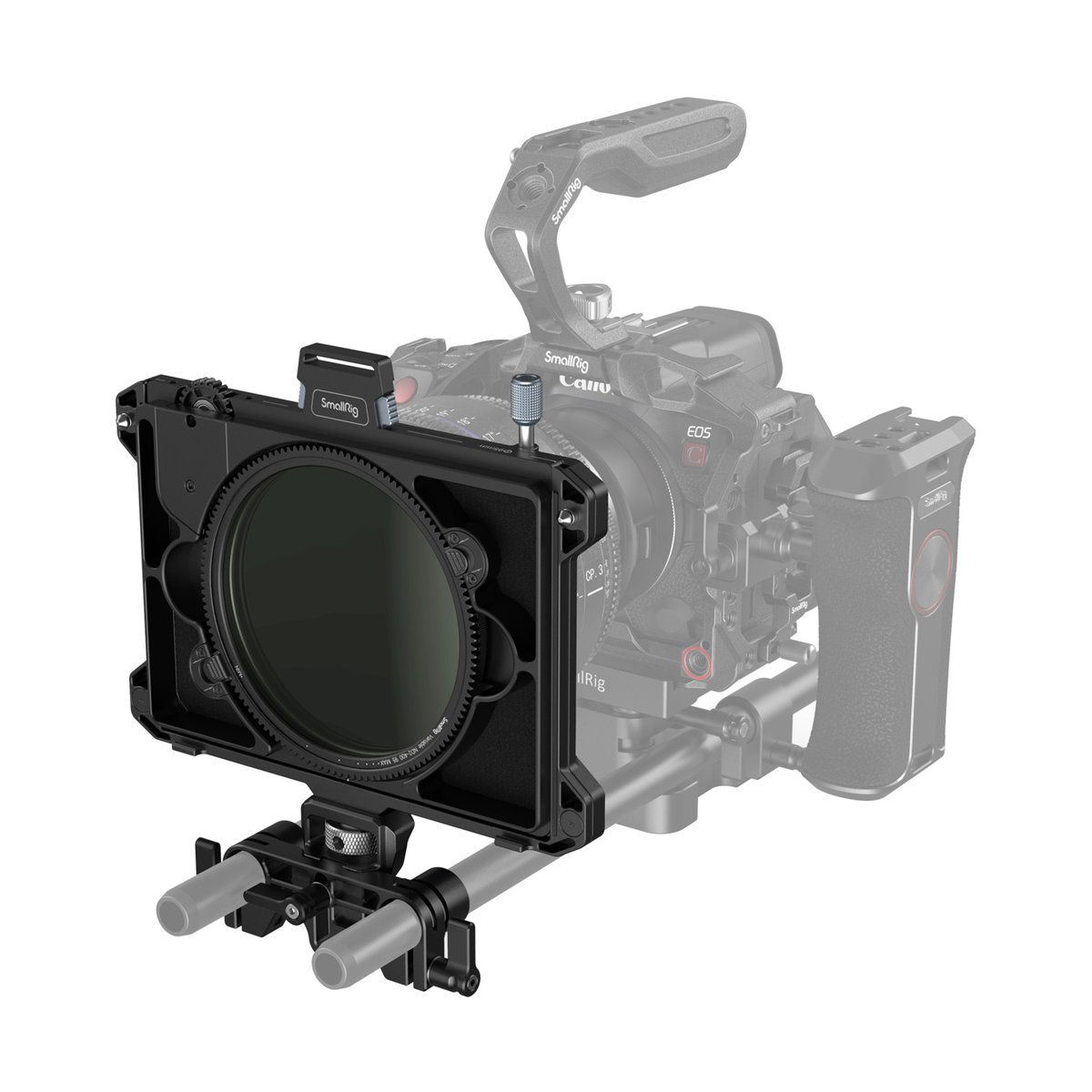 SmallRig 3645 modulare Matte Box (multifunktional, Ø 95 mm) VND Kit - Anwendungsbeispiel: SmallRig Matte Box mit drehbarem VND-Filter an Kamera-Rig