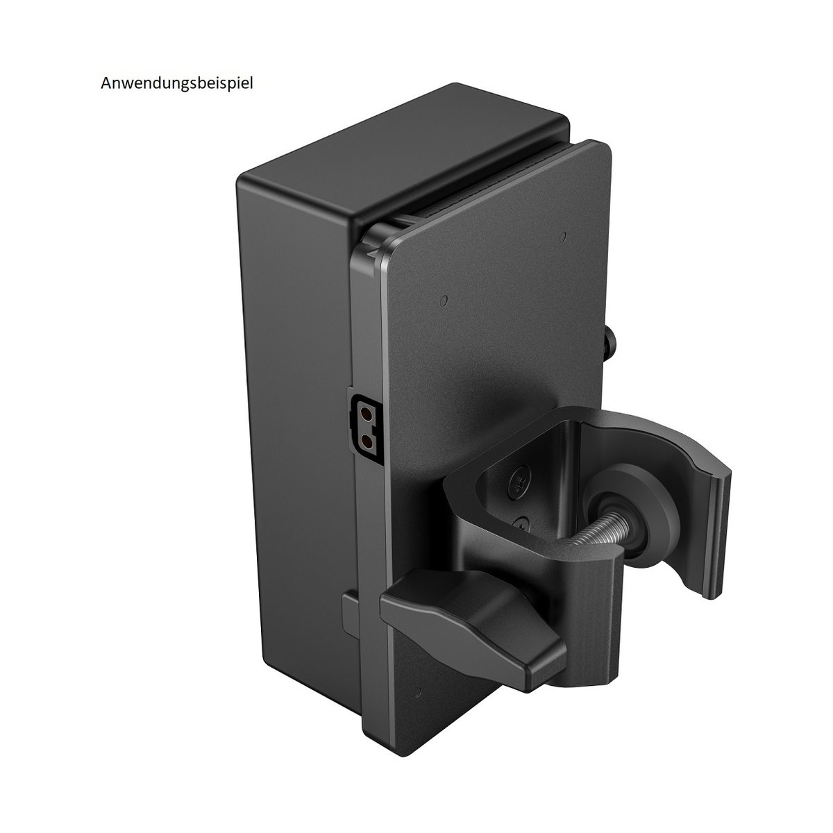 SmallRig 3676 RA V1 V-Mount Akku-Platte - Anwendungsbeispiel: Detailansicht der Befestigungsklemme am Gerät