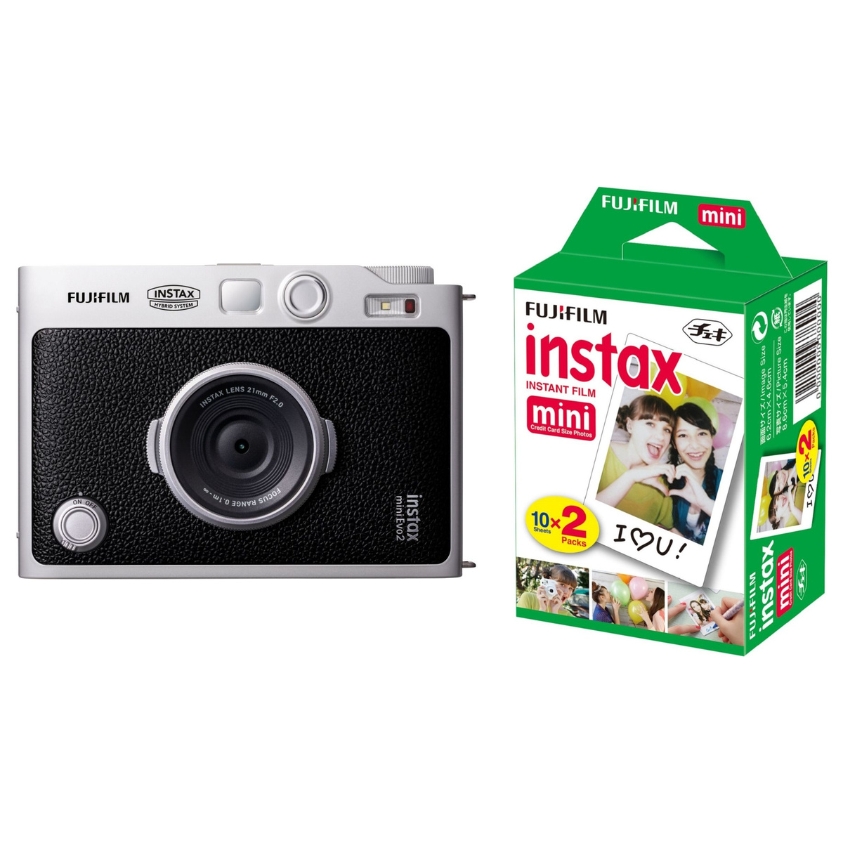 Fujifilm Instax Mini Evo 2 Schwarz + Mini Doppelpack (20 Bilder)