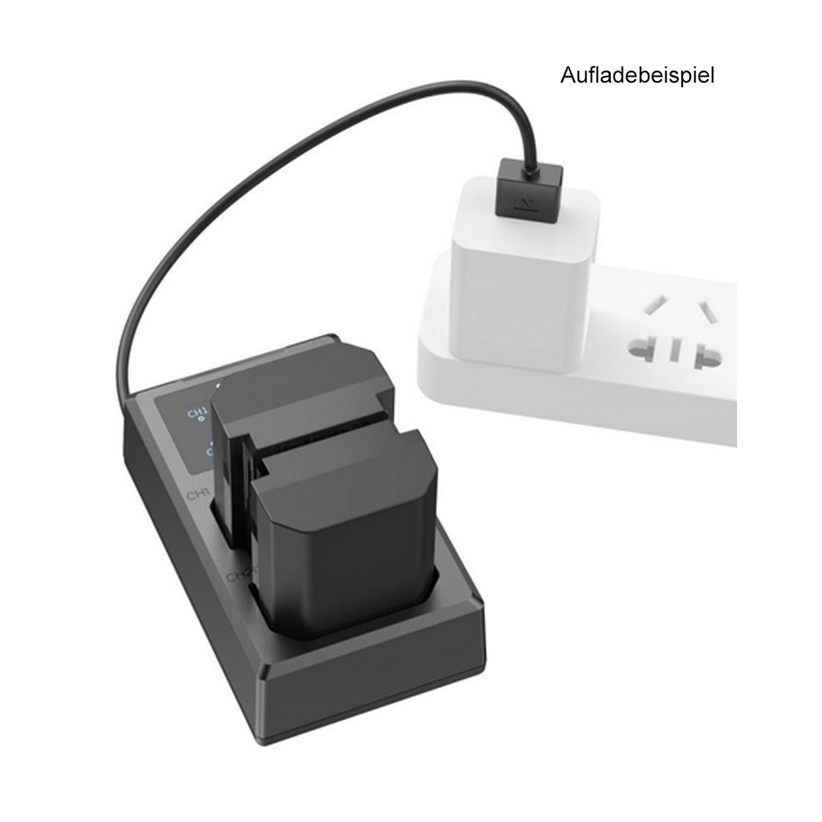 SmallRig 3824B NP-FZ100 Kamera-Akku und Ladegerät Kit - Aufladebeispiel des Akkuladegeräts mit zwei Akkus am Stromnetz