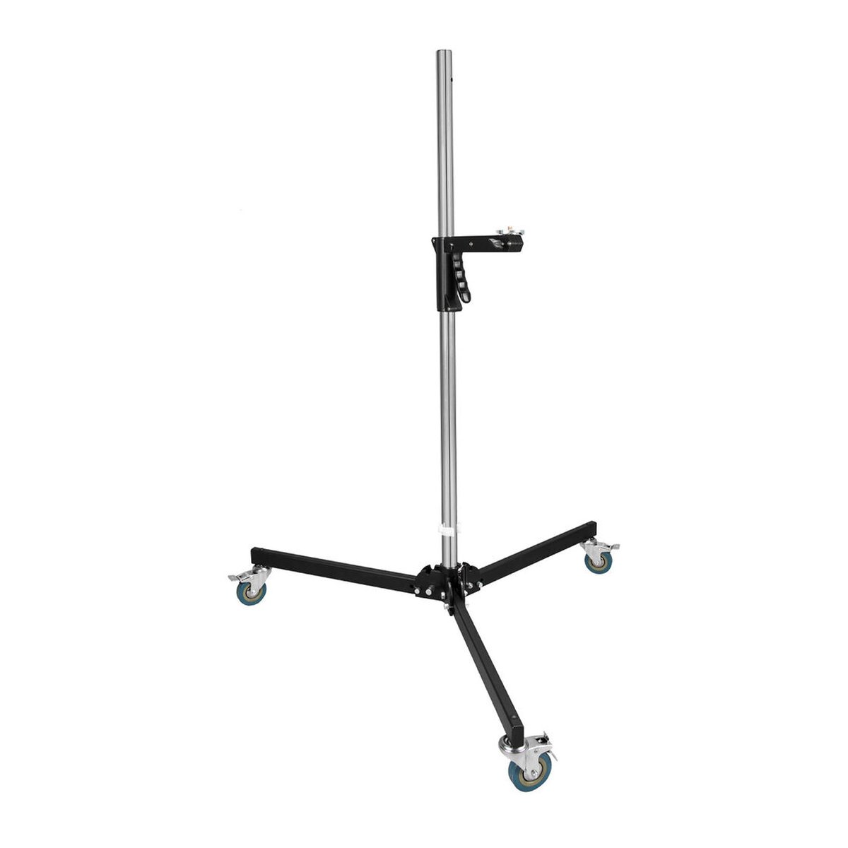 Godox 240FS Wheeled light Stand - Frontansicht eines schwarzen C-Stands mit Rollen