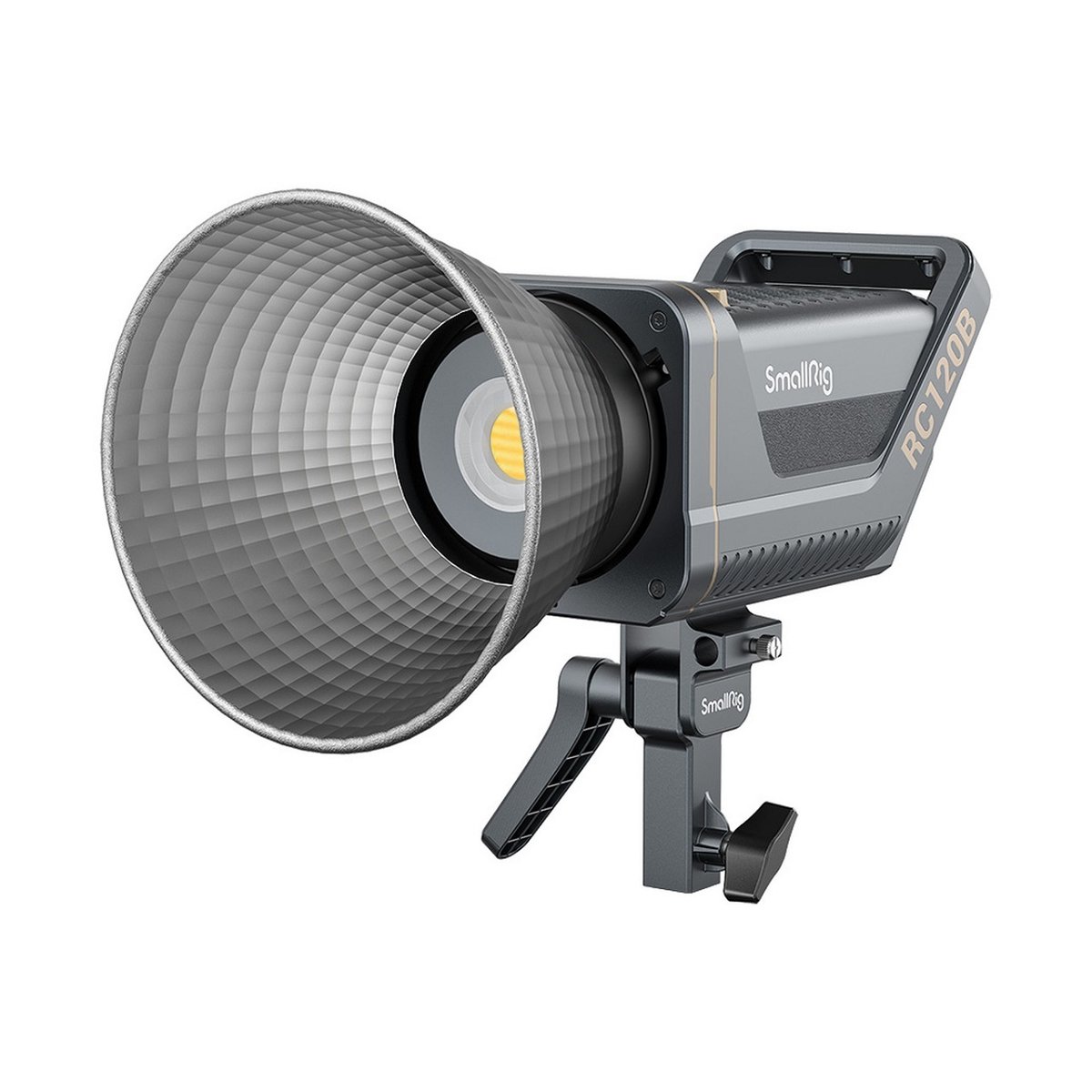 SmallRig 3615 RC 120B Bi-Color LED-Videoleuchte - Schrägansicht der SmallRig RC120B LED-Videoleuchte mit Reflektor. SmallRig 3615 RC 120B Bi-Color LED-Videoleuchte - Schrägansicht der SmallRig RC120B LED-Videoleuchte mit Reflektor.
