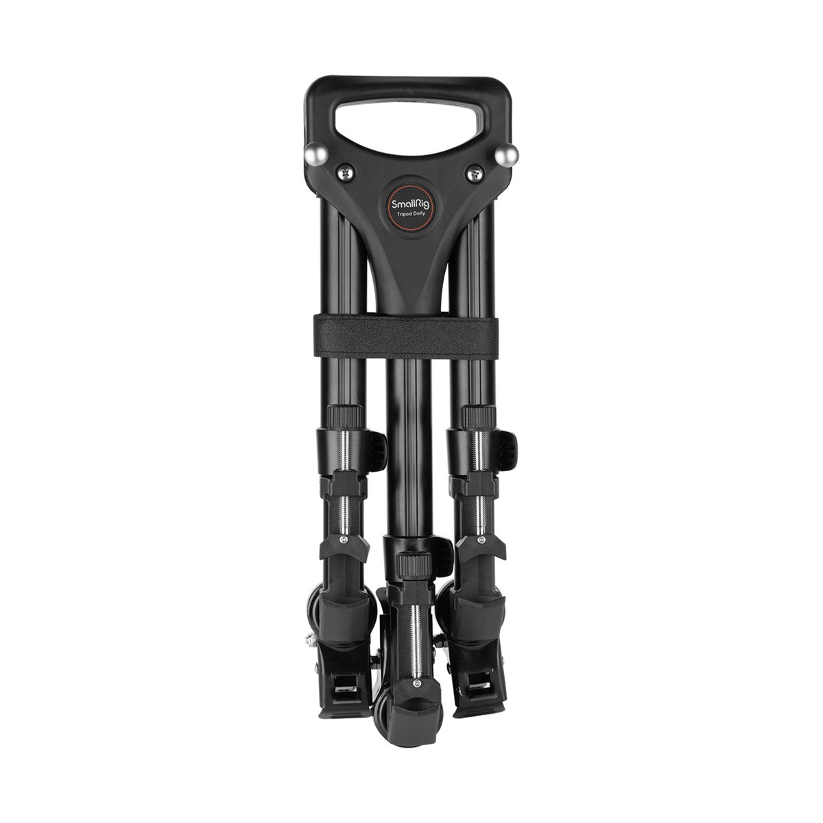 SmallRig 3986 Universal Tripod Dolly - Frontansicht des SmallRig Stativ-Dollys im zusammengeklappten Zustand.