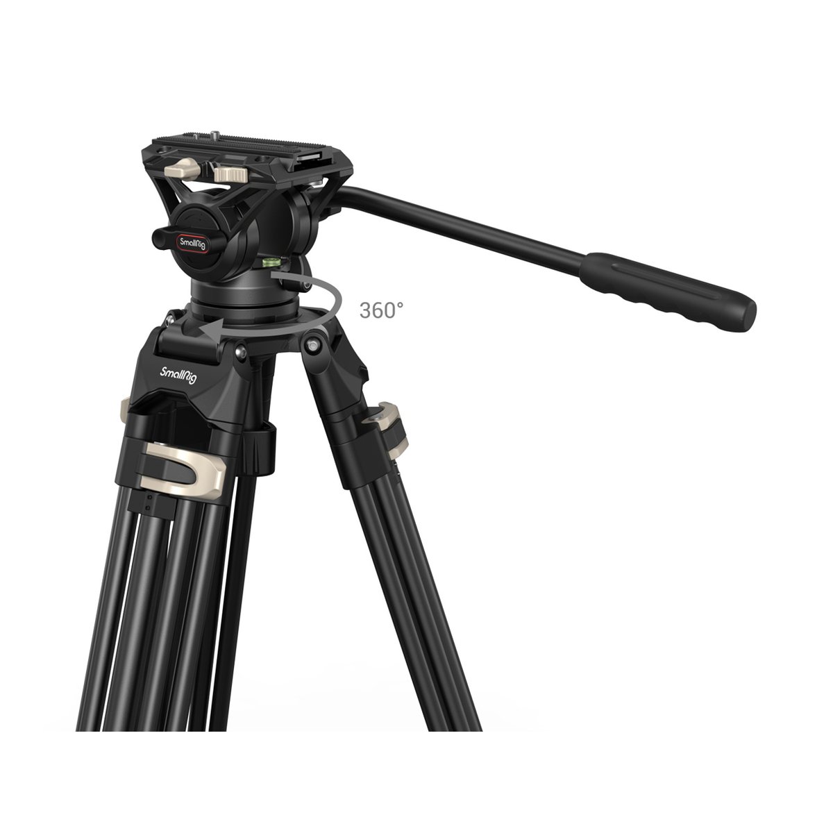 SmallRig 3751B Heavy-Duty Fluidkopf Stativ AD-01 - Funktionsansicht: Stativkopf mit 360-Grad-Schwenkbereich