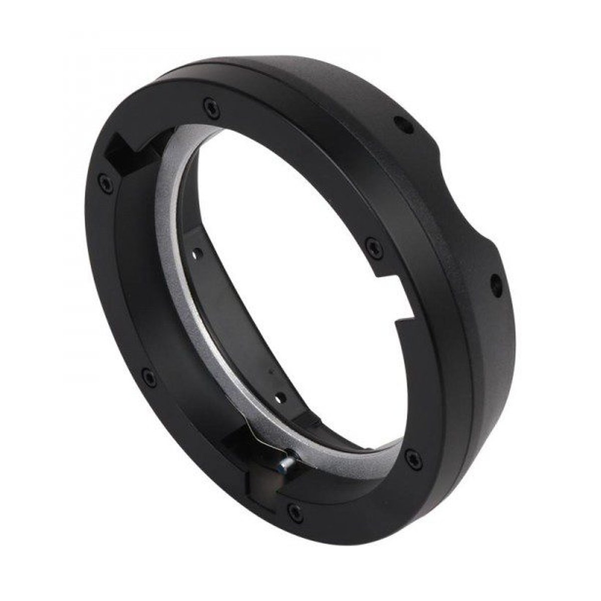 Godox Bowens Halterung für AD400/300 PRO - Schräge Ansicht eines schwarzen Kamera-Adapterrings