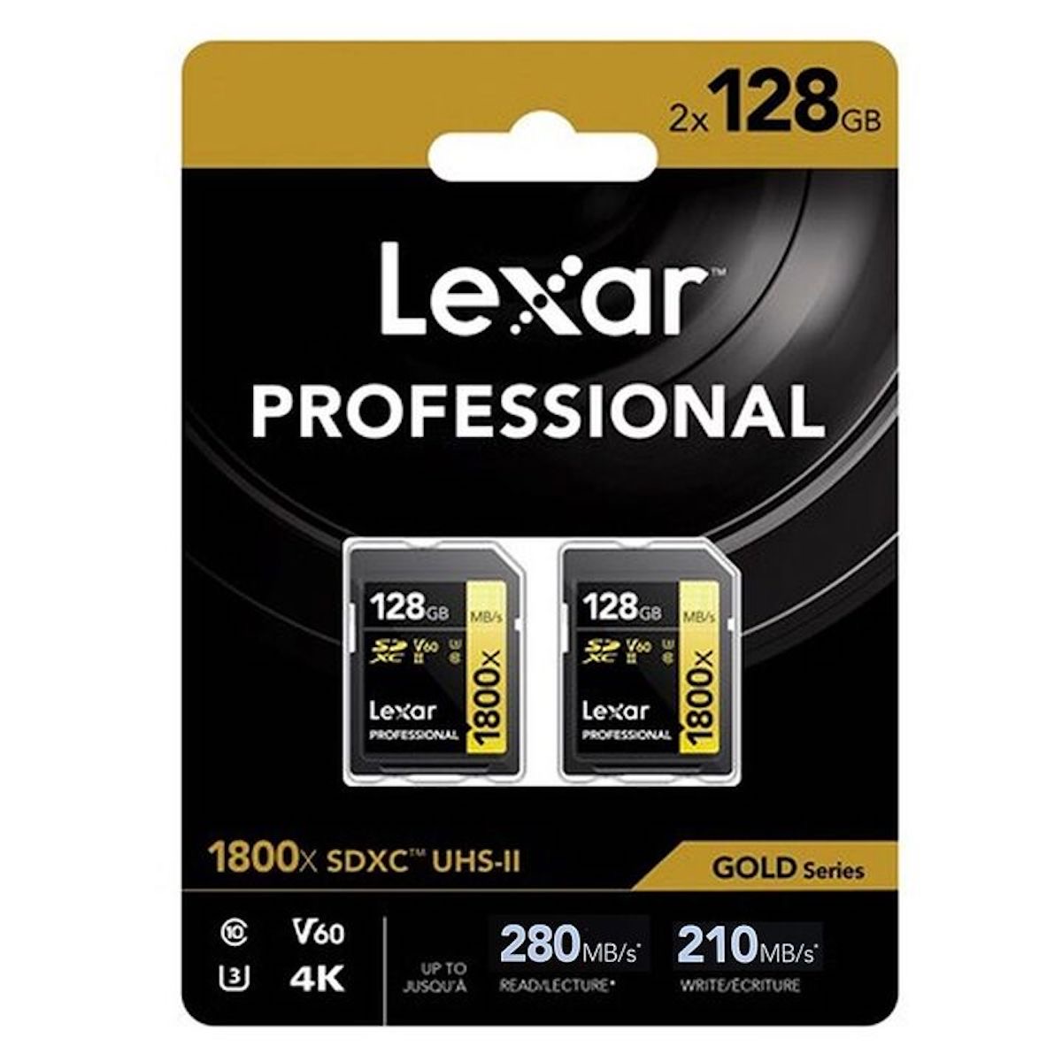 Lexar 128 GB SDXC Pro Gold 1800x V60 UHS-II Doppelpack