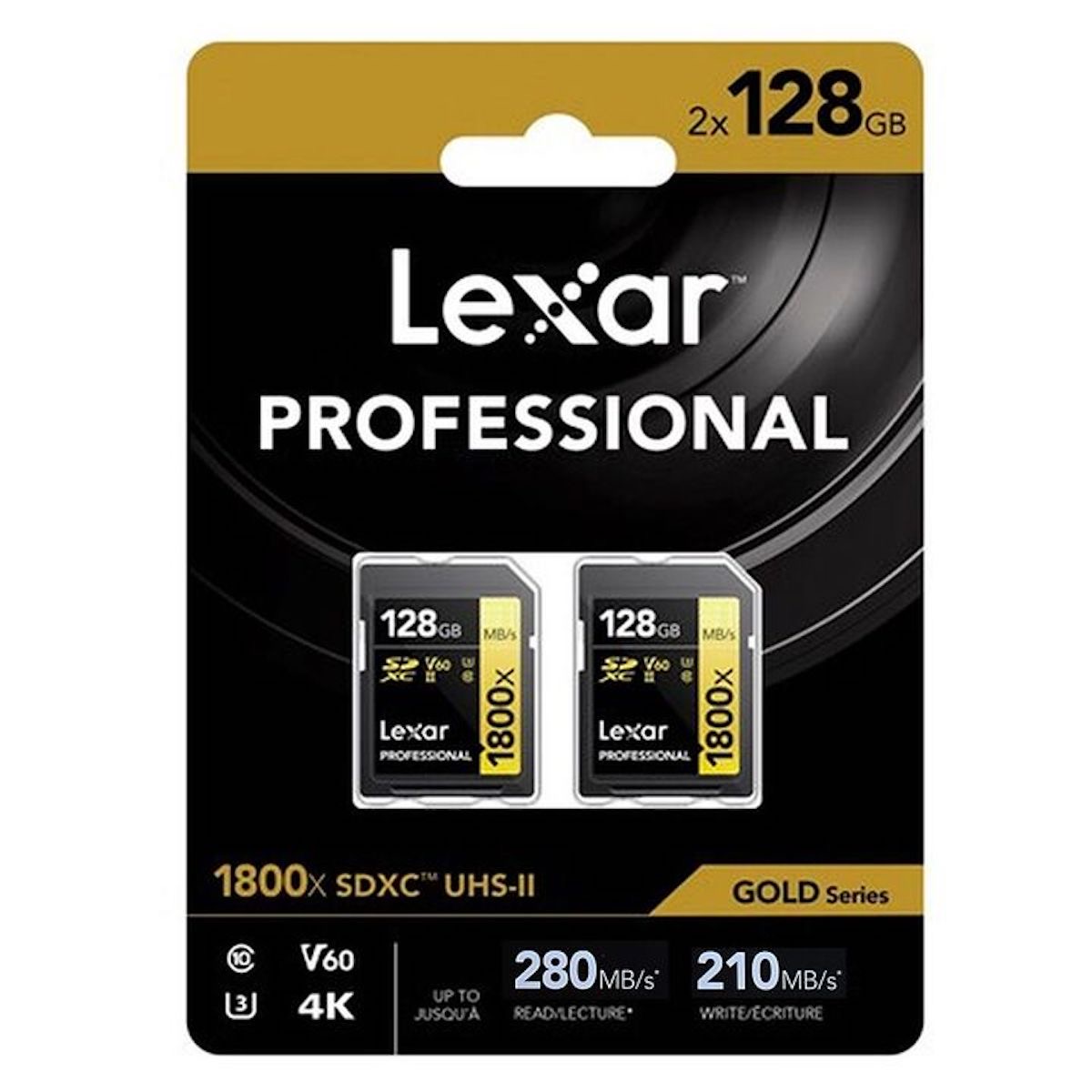 Lexar 128 GB SDXC Pro Gold 1800x V60 UHS-II Doppelpack Lexar 128 GB SDXC Pro Gold 1800x V60 UHS-II Doppelpack