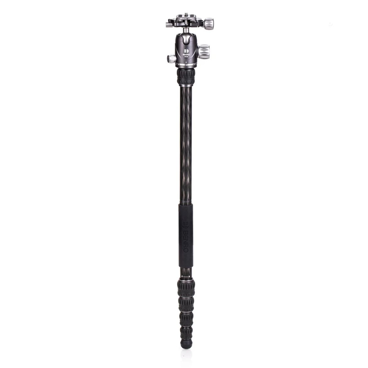 Benro Rhino Series Carbon Fibre FRHN05C + VX20 Stativkit umgebaut zum Einbeinstativ mit montiertem Kugelkopf Vorderansicht