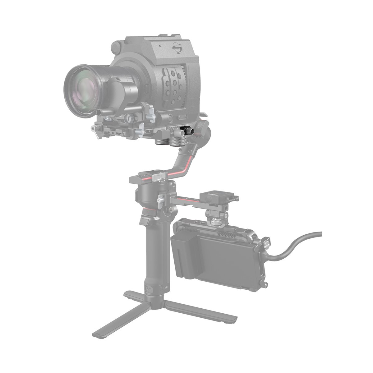 SmallRig 3125 Gegengewicht Kit für DJI RS/RSC 2 u. Zhiyun Gimbal - Detailansicht eines Montagepunktes am Kamerarig für Zubehör auf einem Gimbal.