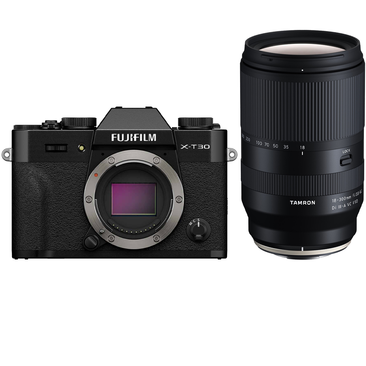 Fujifilm X-T30 III Schwarz mit Tamron 18-300 mm 1:3,5-6,3 Di-III A VC VXD
