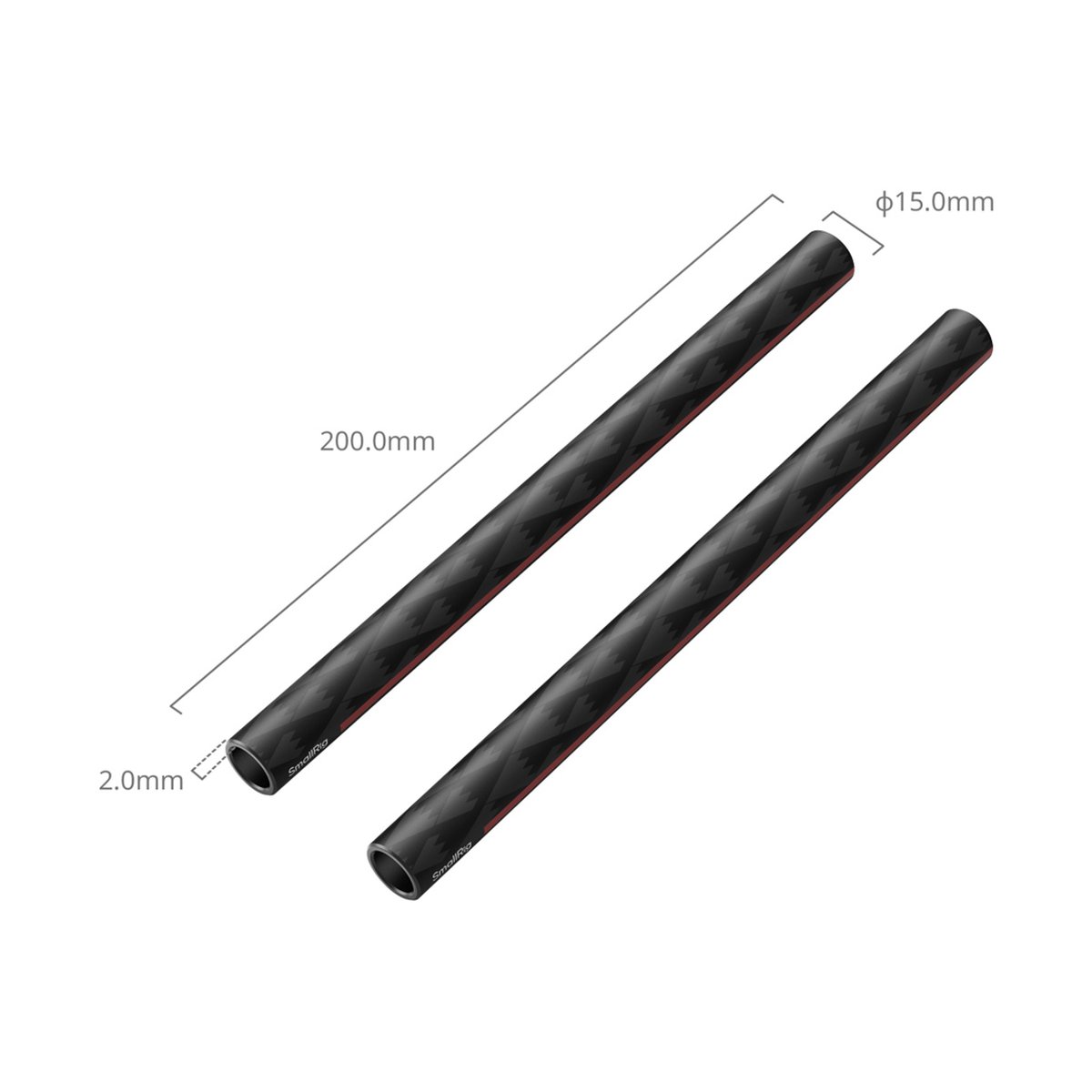SmallRig 5211 15 mm Kohlefaser Rods Paar, Länge 20cm - Lieferumfang und Maße