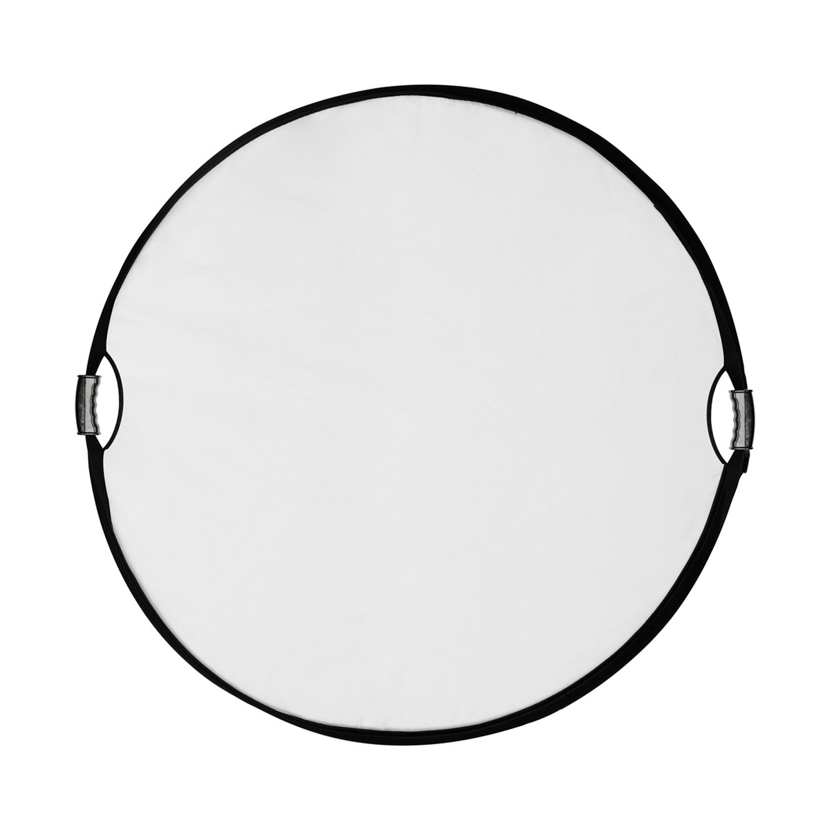 SmallRig 4131 5-in-1 Rundreflektor 42" zusammenklappbar mit Griff - Frontansicht eines runden, weißen Fotodiffusors mit Griffen