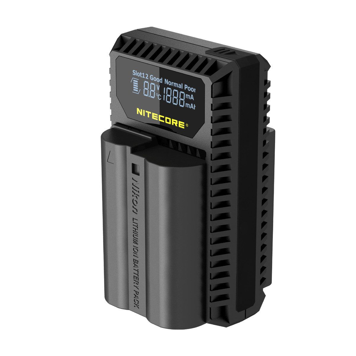 Nitecore UNK1 Ladegerät für Nikon EN-EL15 (A) + EN-EL14 (A) mit Anzeige + USB