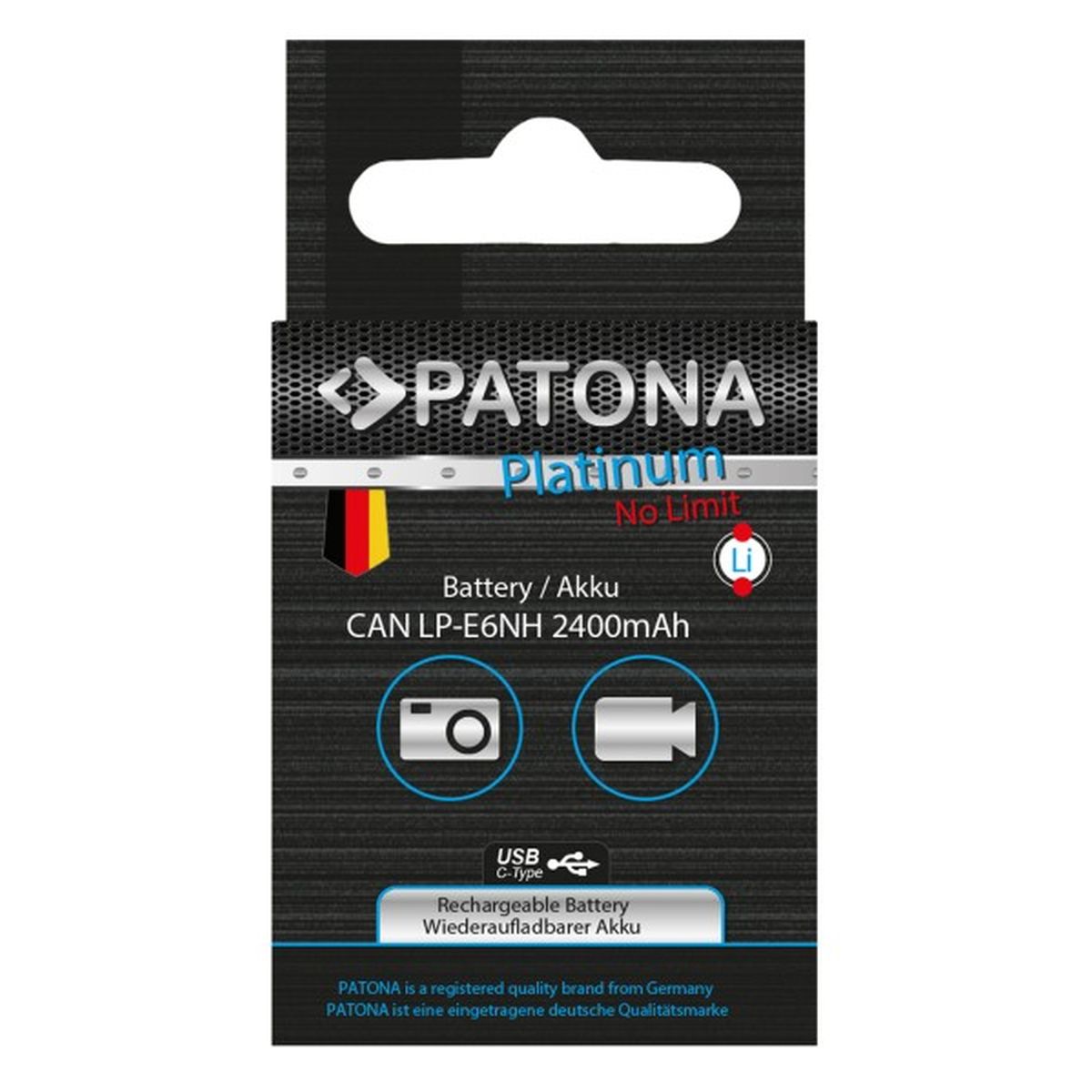 Patona Platinum Akku mit USB-C Input für Canon EOS R5, EOS R6, R6II, R7 und LP-E6NH