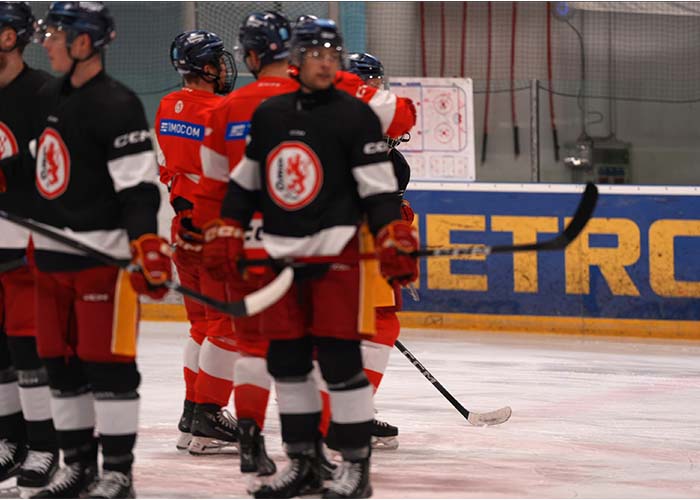 Sportfoto eines Eishockeyspielers, aufgenommen mit der Sony A7 V im Serienbildmodus.