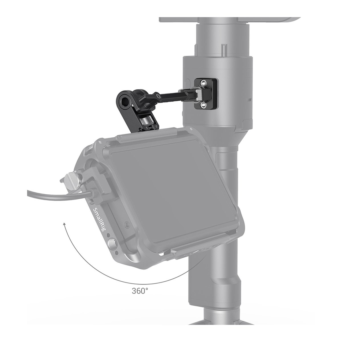 SmallRig 2889 Adjustable Monitor Mount für Gimbals - Montagebeispiel: Monitorhalterung für Kamera-Rig mit 360° Schwenkbereich