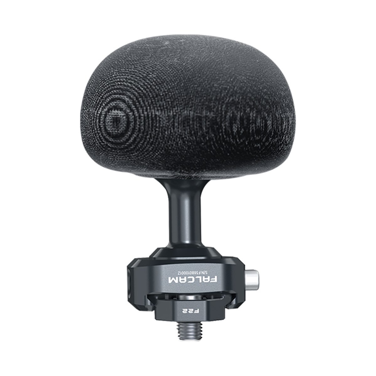 Falcam F22 Quick Release Mushroom Handle Kit 3040 - Frontansicht: Schwarzer, texturierter Griff mit FALCAM F22 Montagebasis.