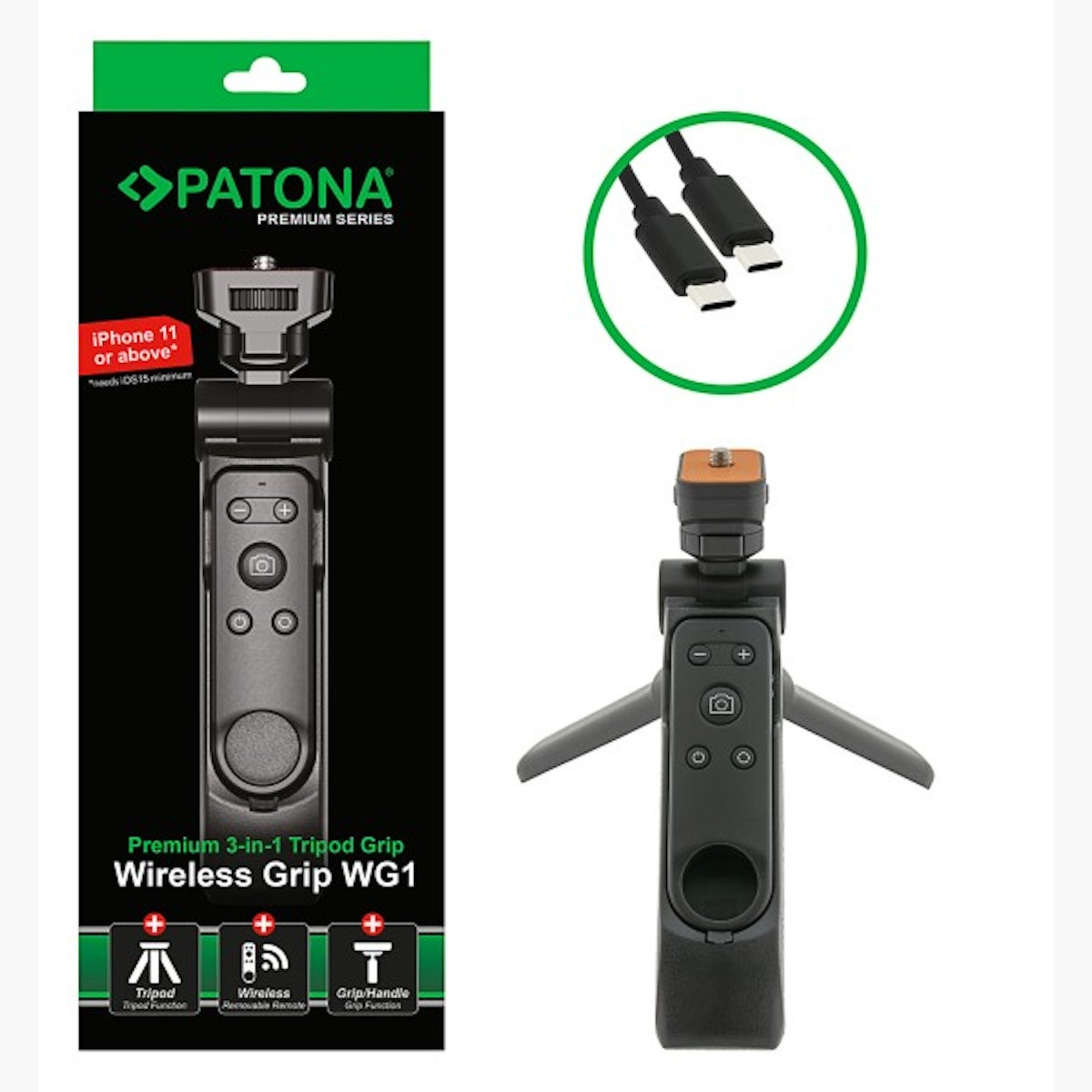 Patona Premium Vlog Selfie Tripod Wireless Grip WG1