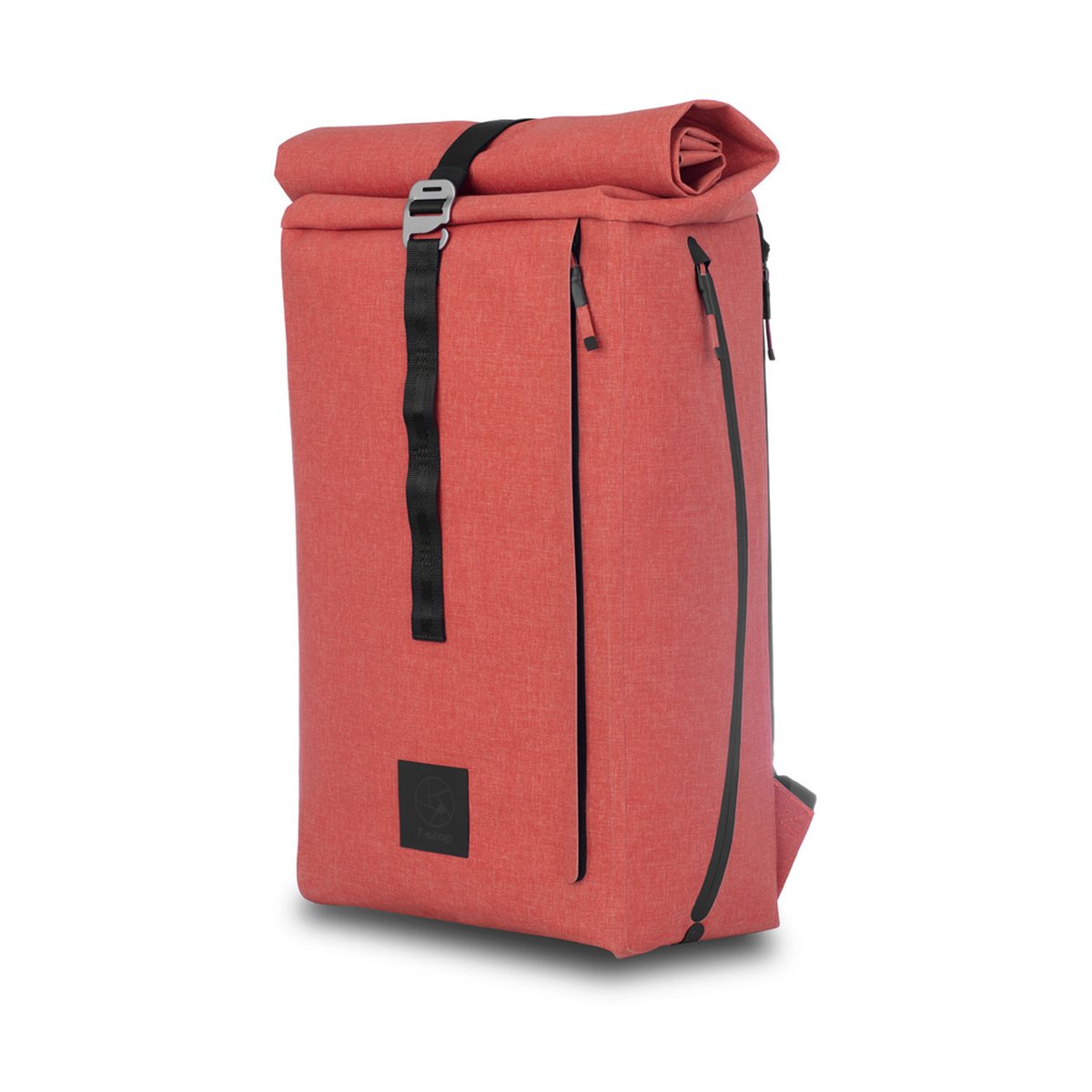 F-Stop DYOTA 20 Rooibos Tea (gebranntes orange) - Roter Rolltop-Rucksack, Vorderseite und Seitenansicht