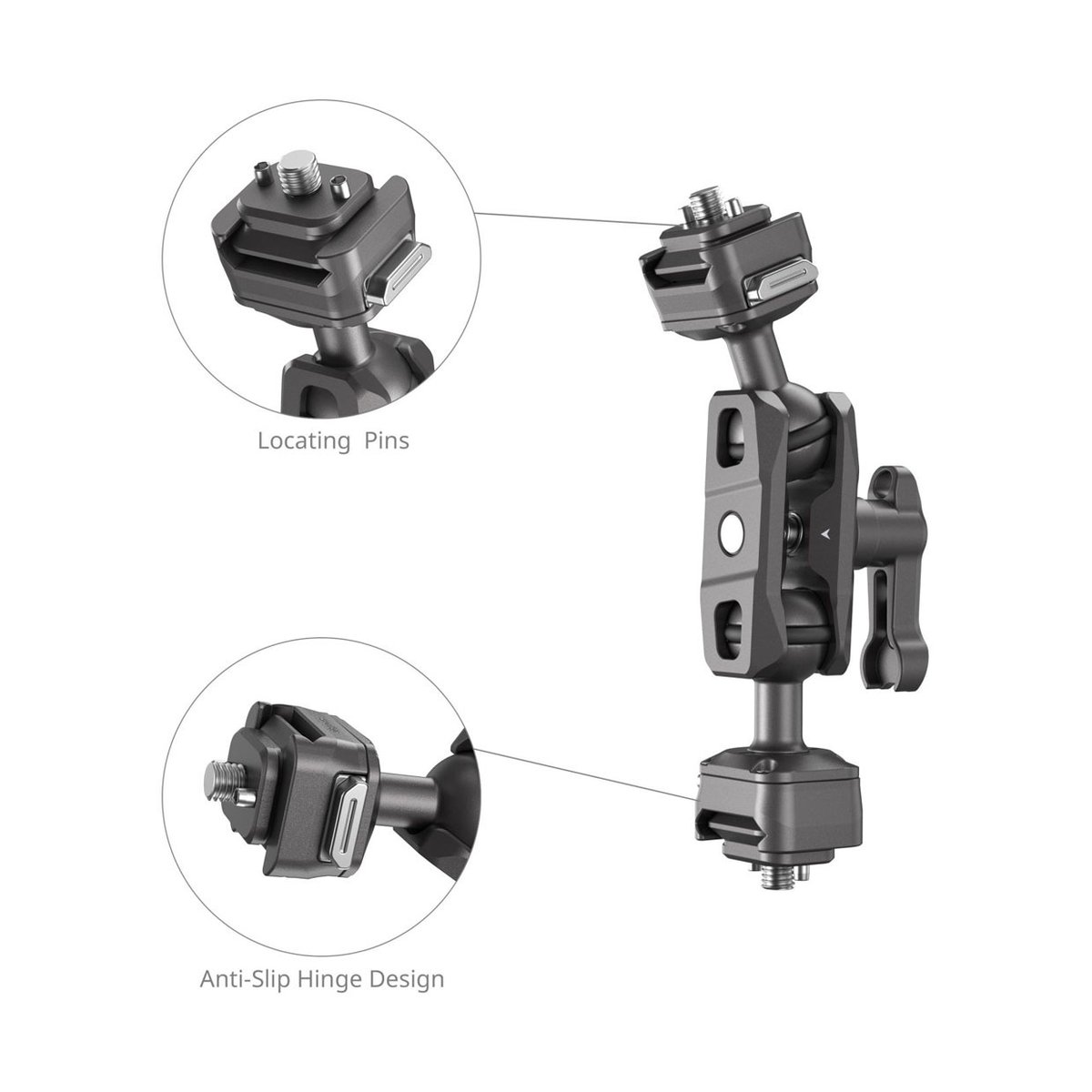 SmallRig 4488 HawkLock H21 QR Magic Arm mit Ball Head - Gelenkarm mit hervorgehobenen Details: Arretierbolzen & Anti-Rutsch-Gelenk SmallRig 4488 HawkLock H21 QR Magic Arm mit Ball Head - Gelenkarm mit hervorgehobenen Details: Arretierbolzen & Anti-Rutsch-Gelenk