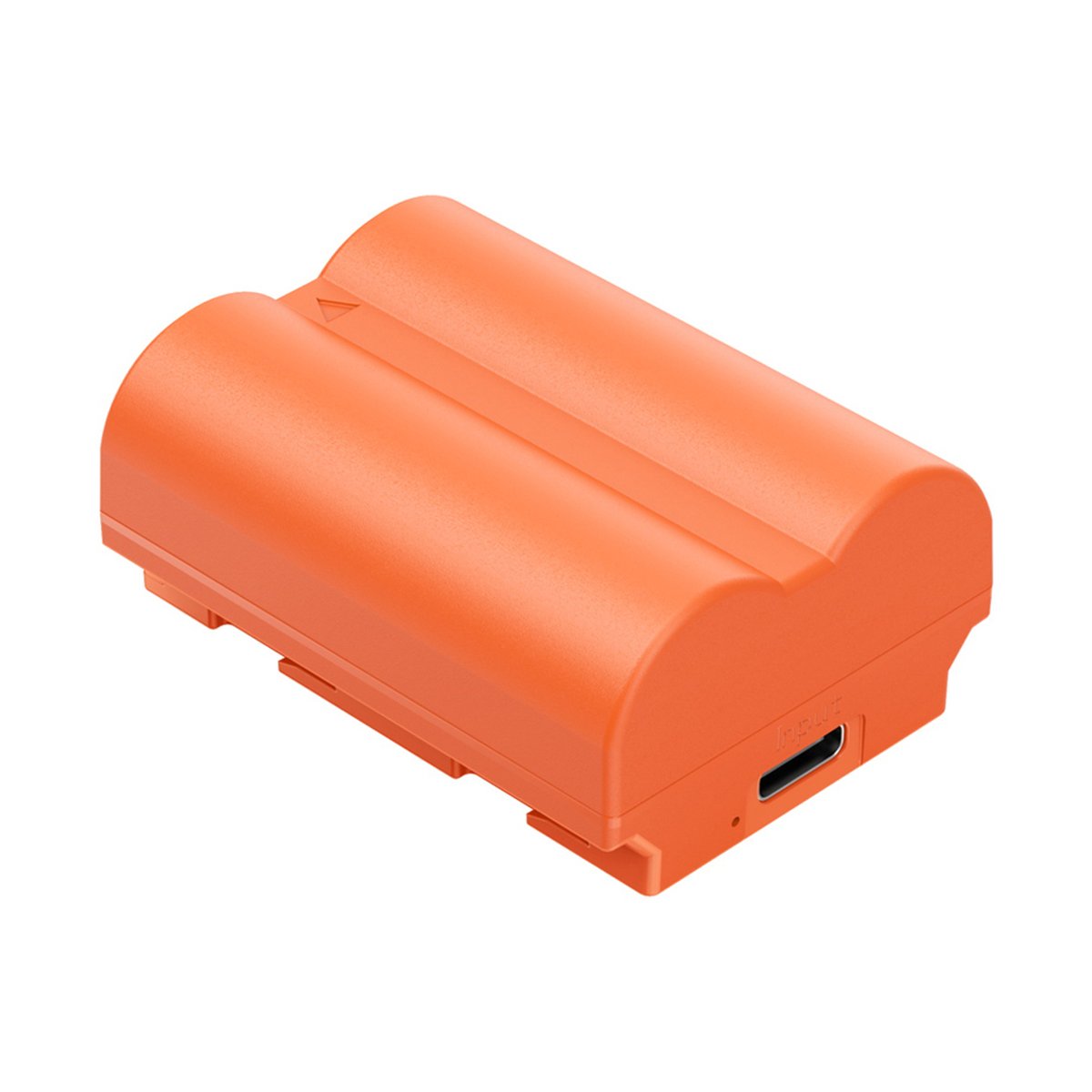 SmallRig 4970 NP-W235 USB-C Rechargeable Camera Battery (Orange) - Detailansicht der orangefarbenen Batterie mit USB-C-Ladeanschluss.