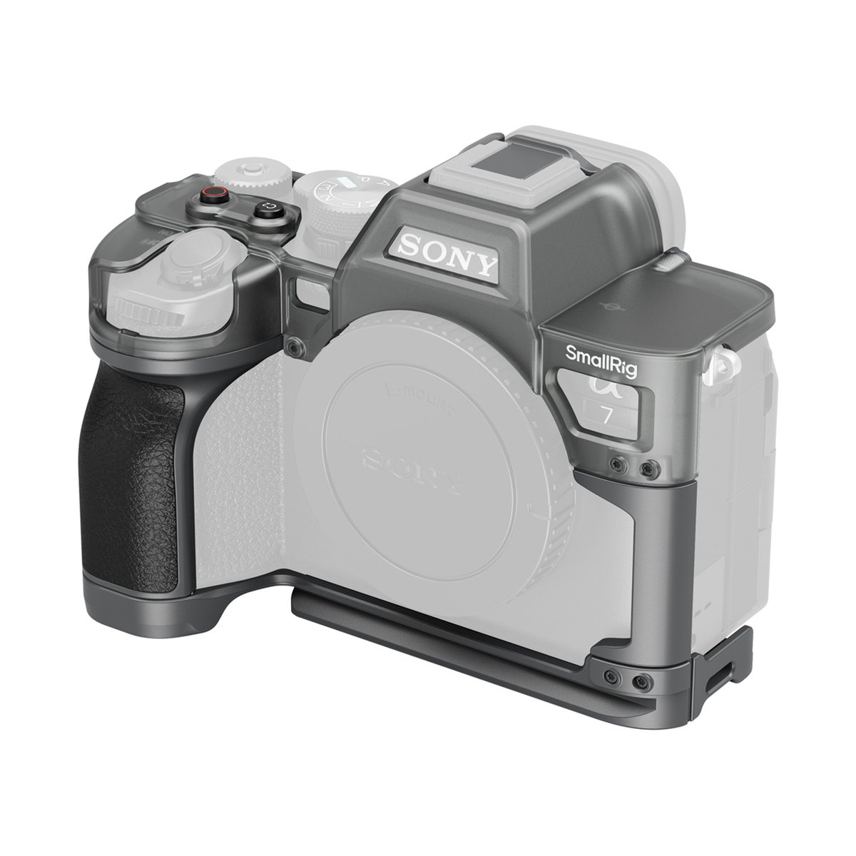 SmallRig 4798 Hybrid Modular Cage für Sony Alpha 7 IV - Schräge Frontansicht: SmallRig Kamera-Cage an Sony Alpha 7 Kamera. SmallRig 4798 Hybrid Modular Cage für Sony Alpha 7 IV - Schräge Frontansicht: SmallRig Kamera-Cage an Sony Alpha 7 Kamera.