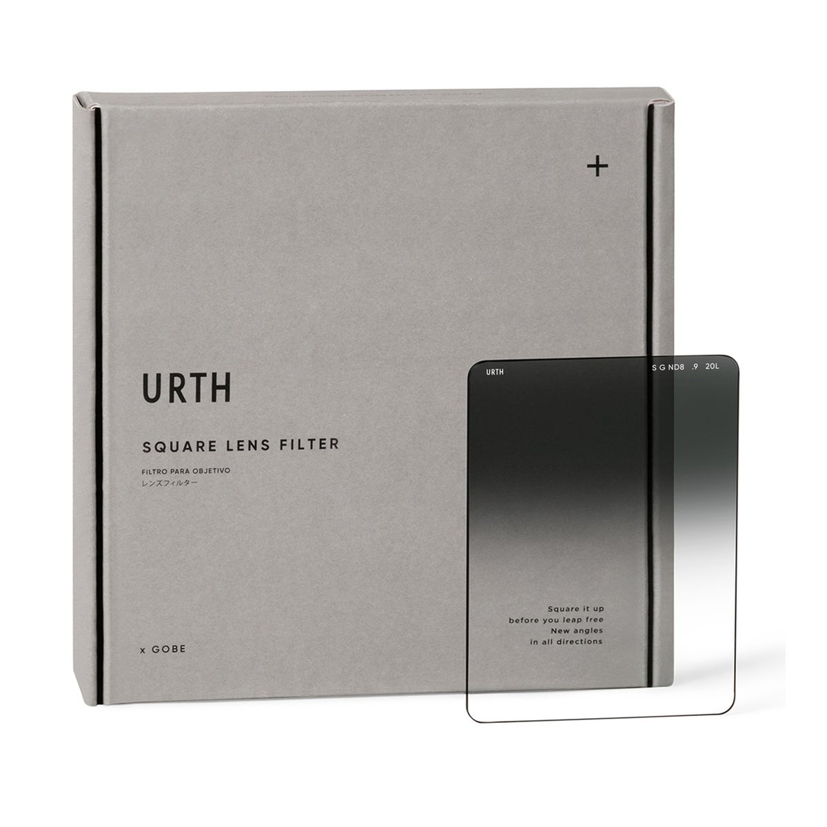 Urth 75 x 100mm Soft Graduated ND8 (3 Stop) Filter (Plus+) - Lieferumfang: Urth quadratischer GND-Objektivfilter und Produktbox.