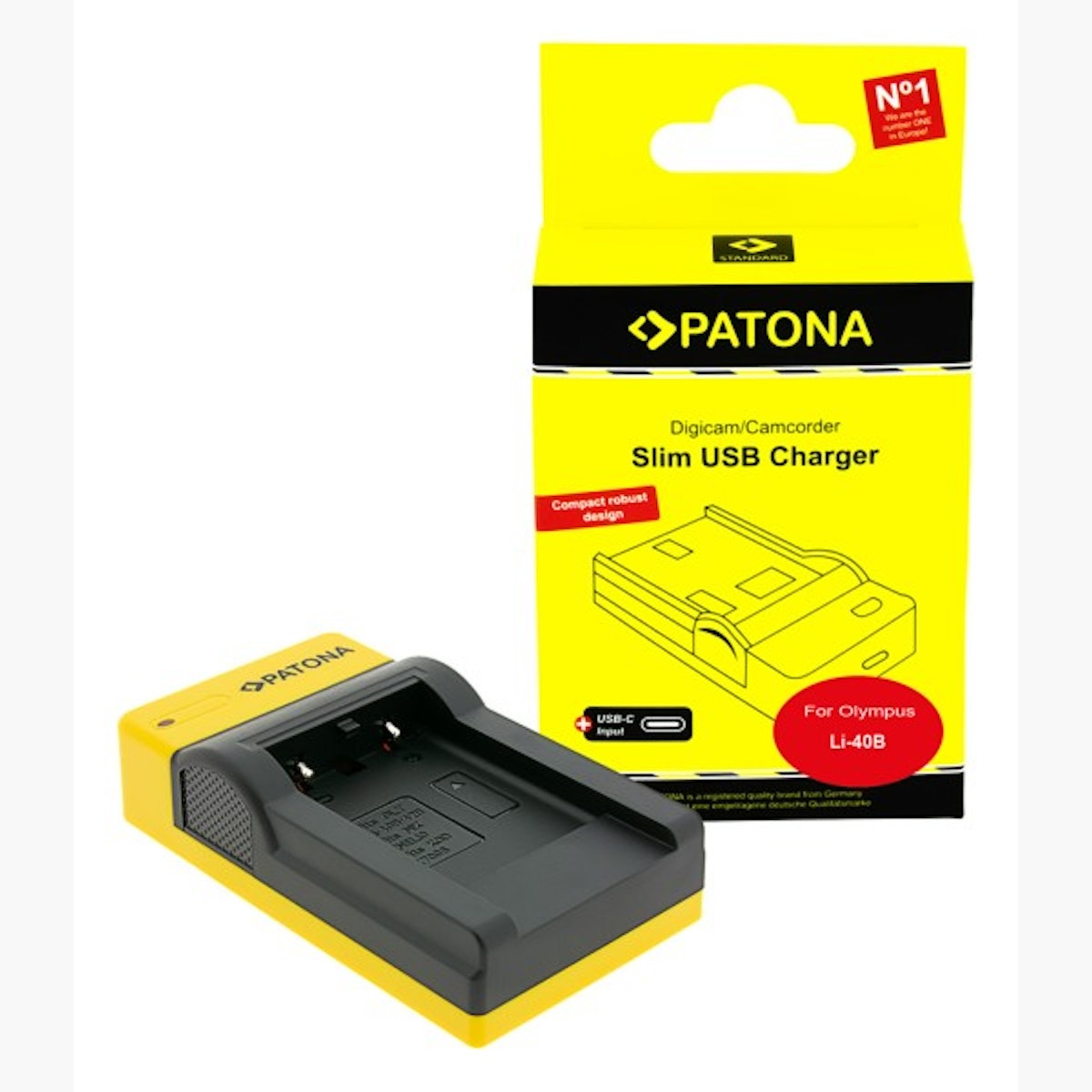 Patona Slim USB Ladegerät Olympus Li-40B