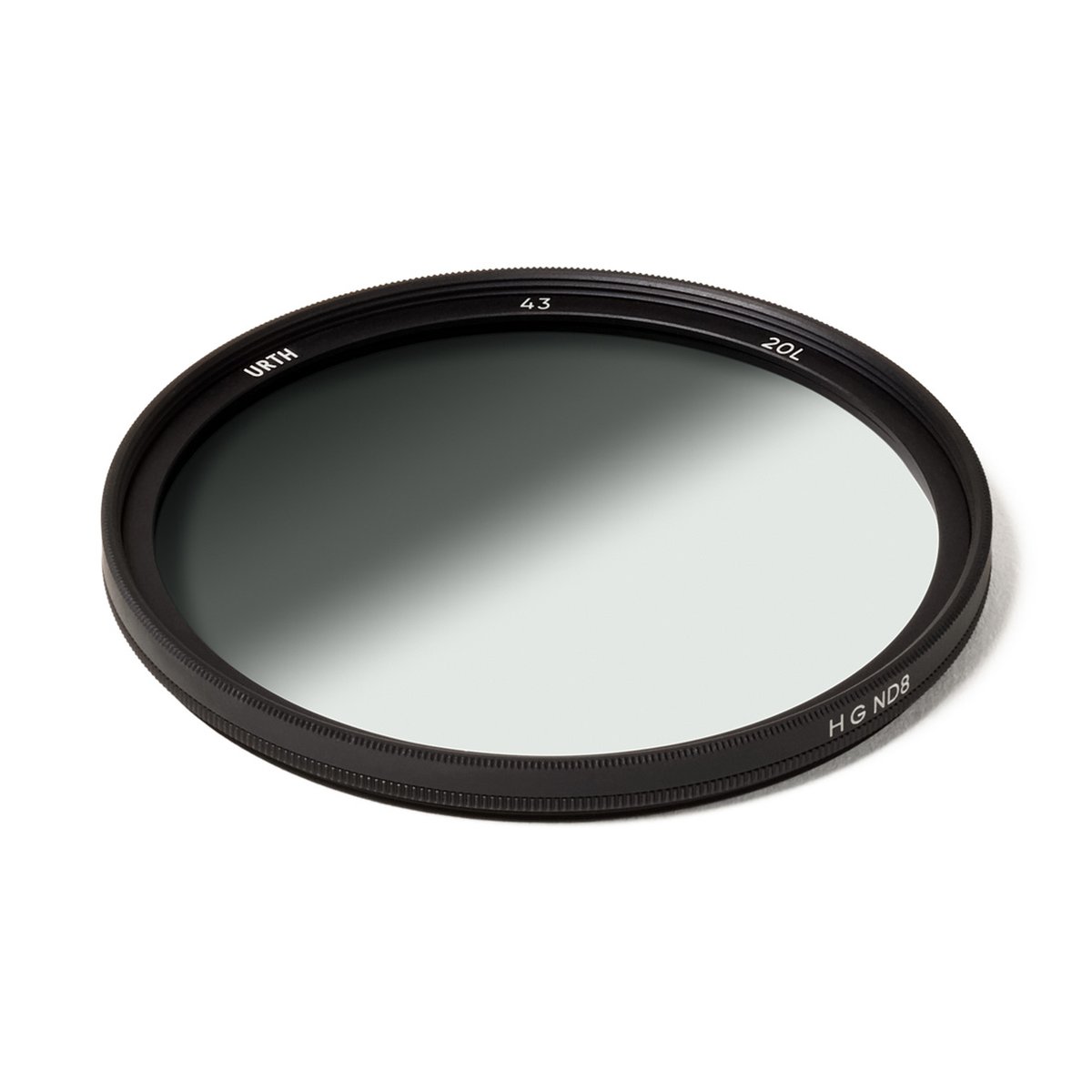 Urth 43mm Hard Graduated ND8 Objektivfilter (Plus+) - Urth HG ND8 Verlaufsfilter, Ansicht von oben mit Grauverlauf.