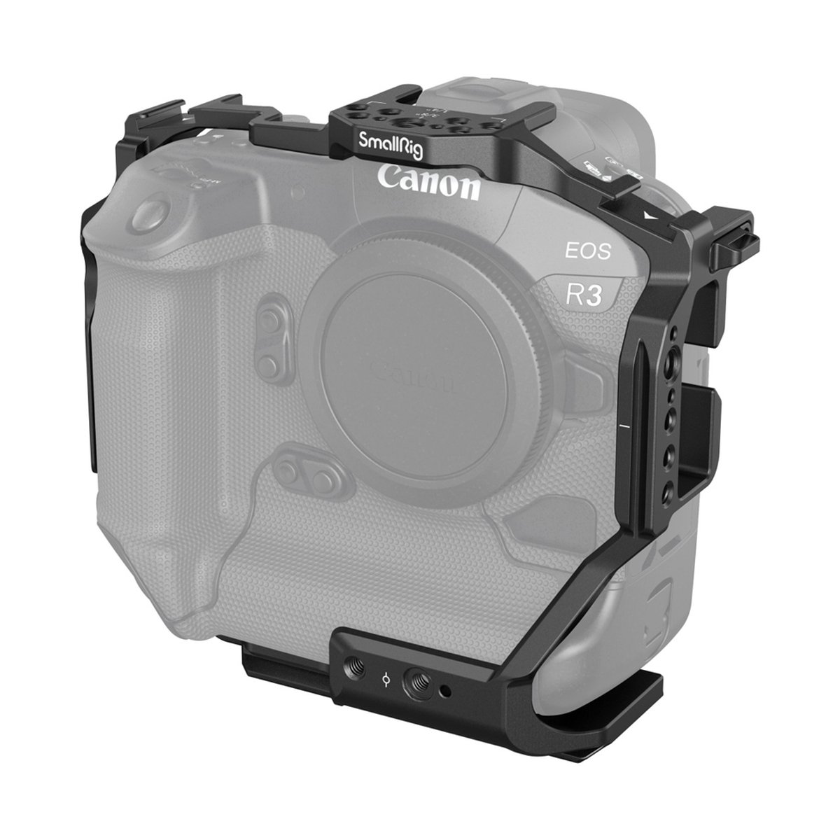 SmallRig 3884 Cage für Canon EOS R3 - Anwendungsbeispiel: SmallRig Kamerakäfig an Canon EOS R3 Kamera.