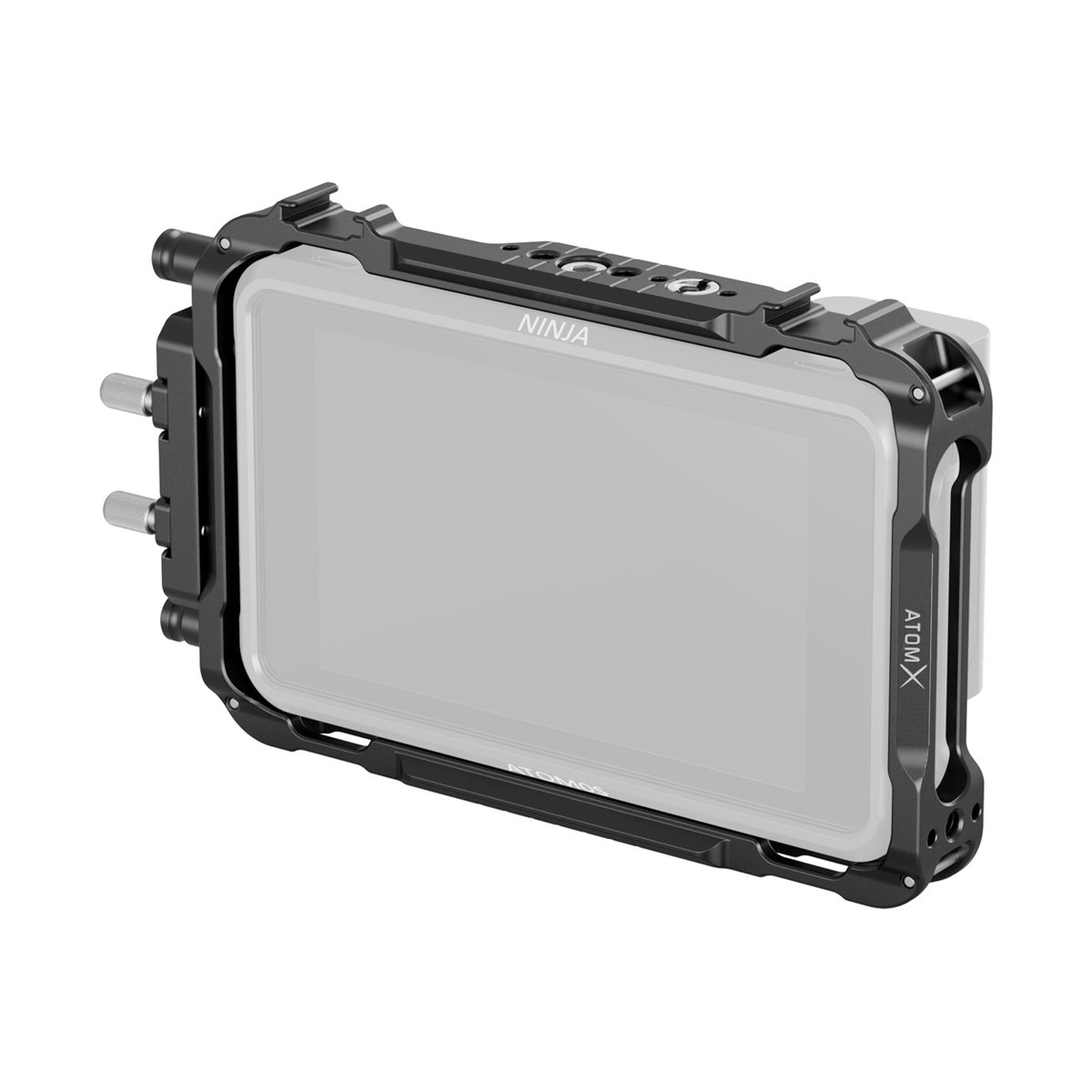 SmallRig CMA2209B Cage für Atomos Ninja Serie - Atomos Ninja Monitor im AtomX Käfig, ¾-Ansicht SmallRig CMA2209B Cage für Atomos Ninja Serie - Atomos Ninja Monitor im AtomX Käfig, ¾-Ansicht