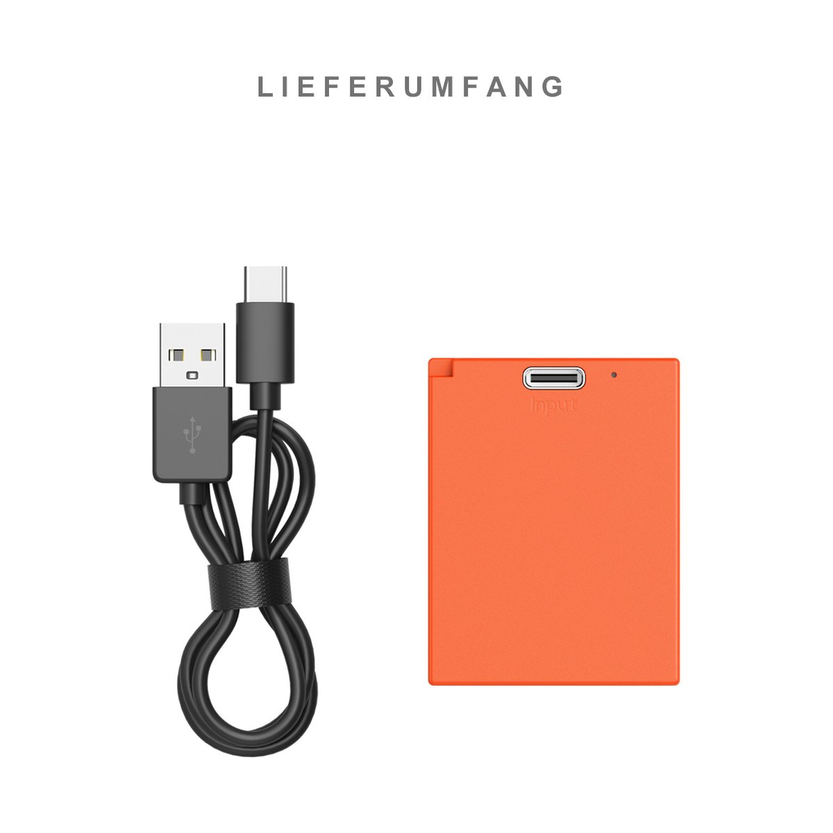 SmallRig 5088 NPW126S USB-C Rechargeable Camera Battery, Li-Ion Akku orange - Lieferumfang: USB-Ladekabel und orangefarbene Powerbank