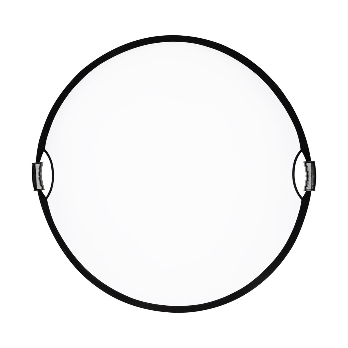 SmallRig 4131 5-in-1 Rundreflektor 42" zusammenklappbar mit Griff - Frontansicht weißer runder Diffusor mit schwarzen Griffen